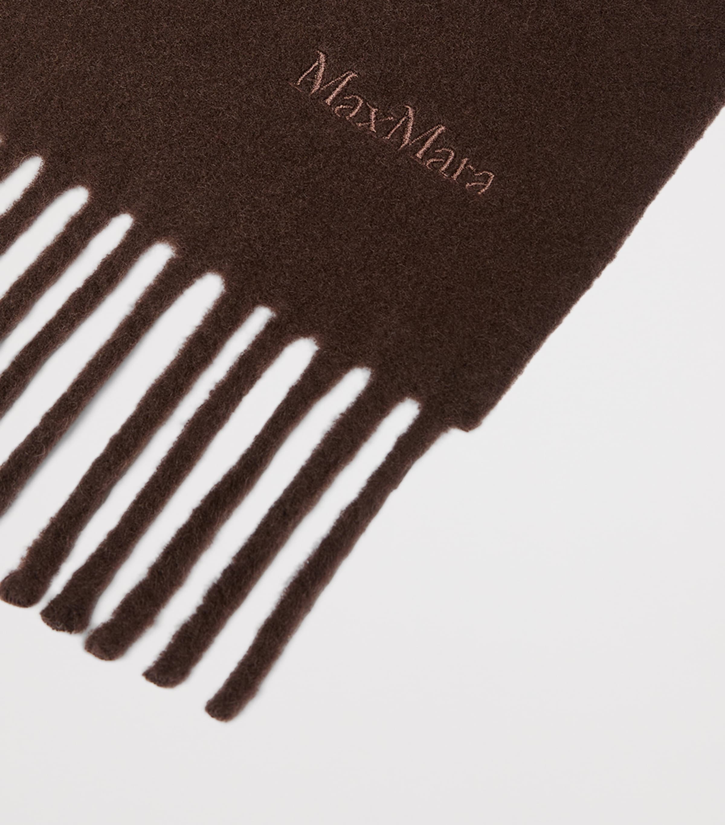 Max Mara Wool Fringed Logo Scarf Brown Image 2