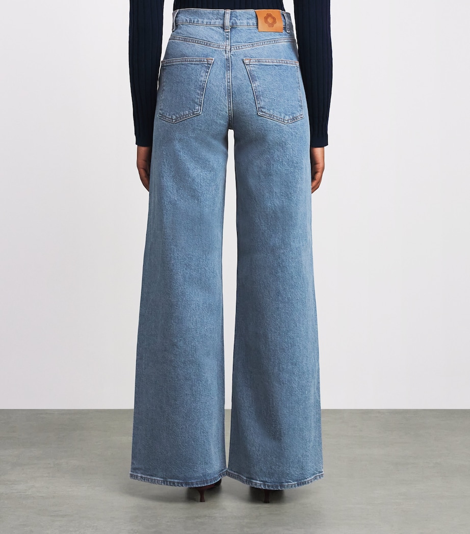 Chain-Detail Straight Jeans BLUE Image 4