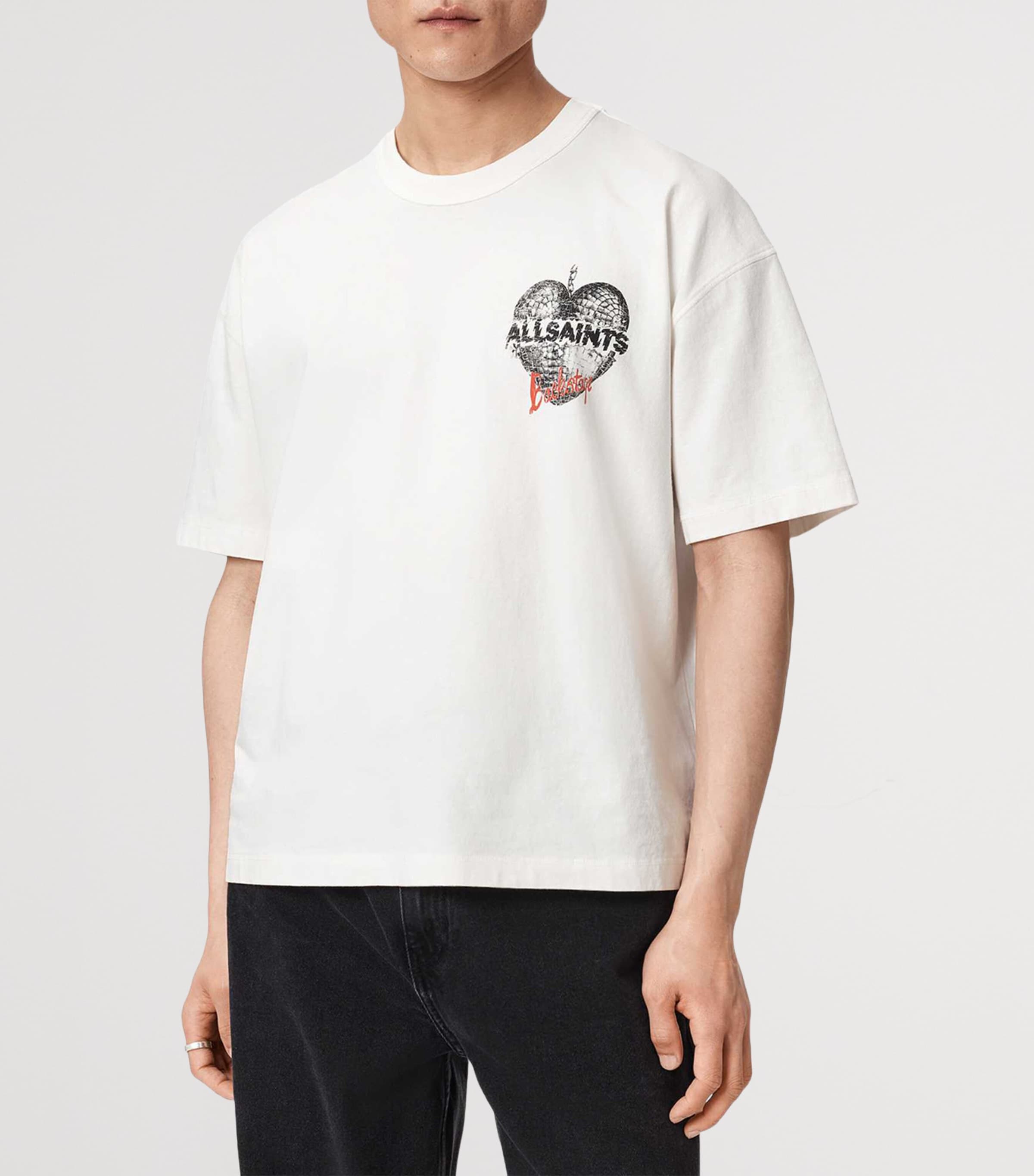 AllSaints Mens Organic Cotton Reflect T-Shirt Chalk White Image 3