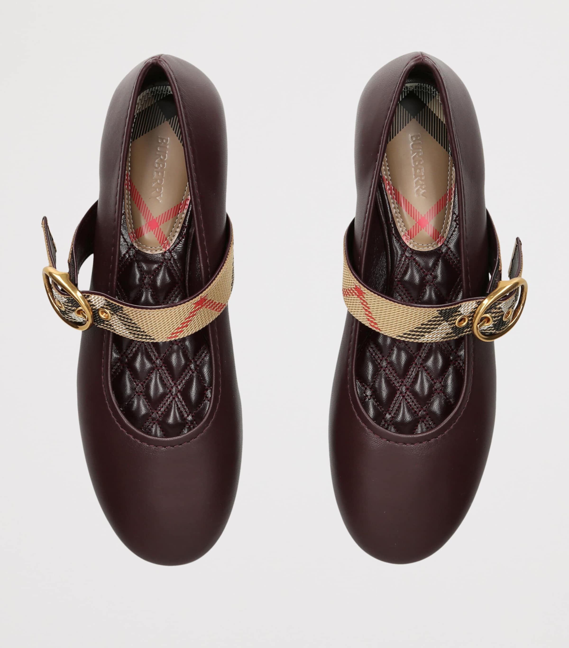Burberry Leather Robin Ballet Flats Wine Image 3