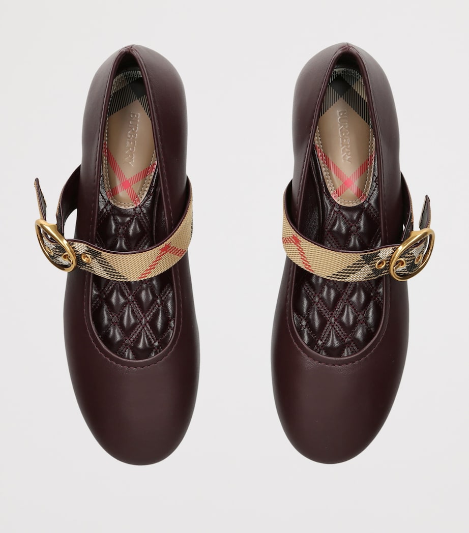 Burberry Leather Robin Ballet Flats Wine Image 3