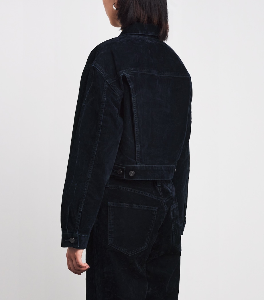 Cotton-Blend Velvet Radley Denim Jacket BLU CRSH CRCKLD NAVY Image 4