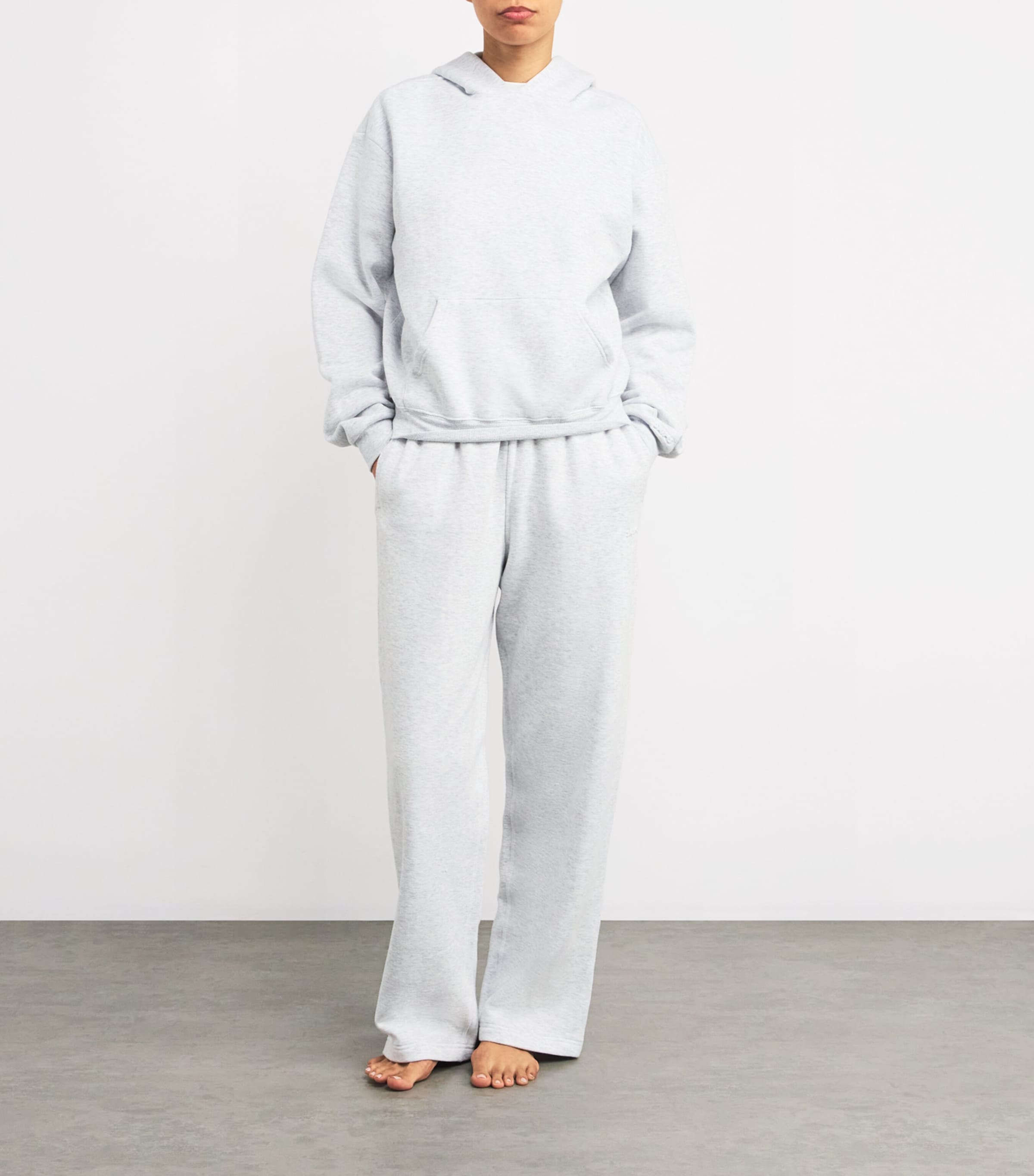 Cotton-Blend Fleece Straight Sweatpants LIGHT HEATHER GREY Image 2