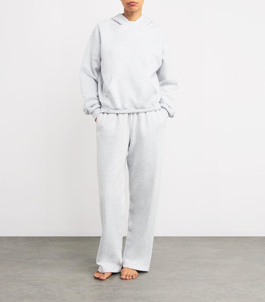 Cotton-Blend Fleece Straight Sweatpants LIGHT HEATHER GREY Image 2