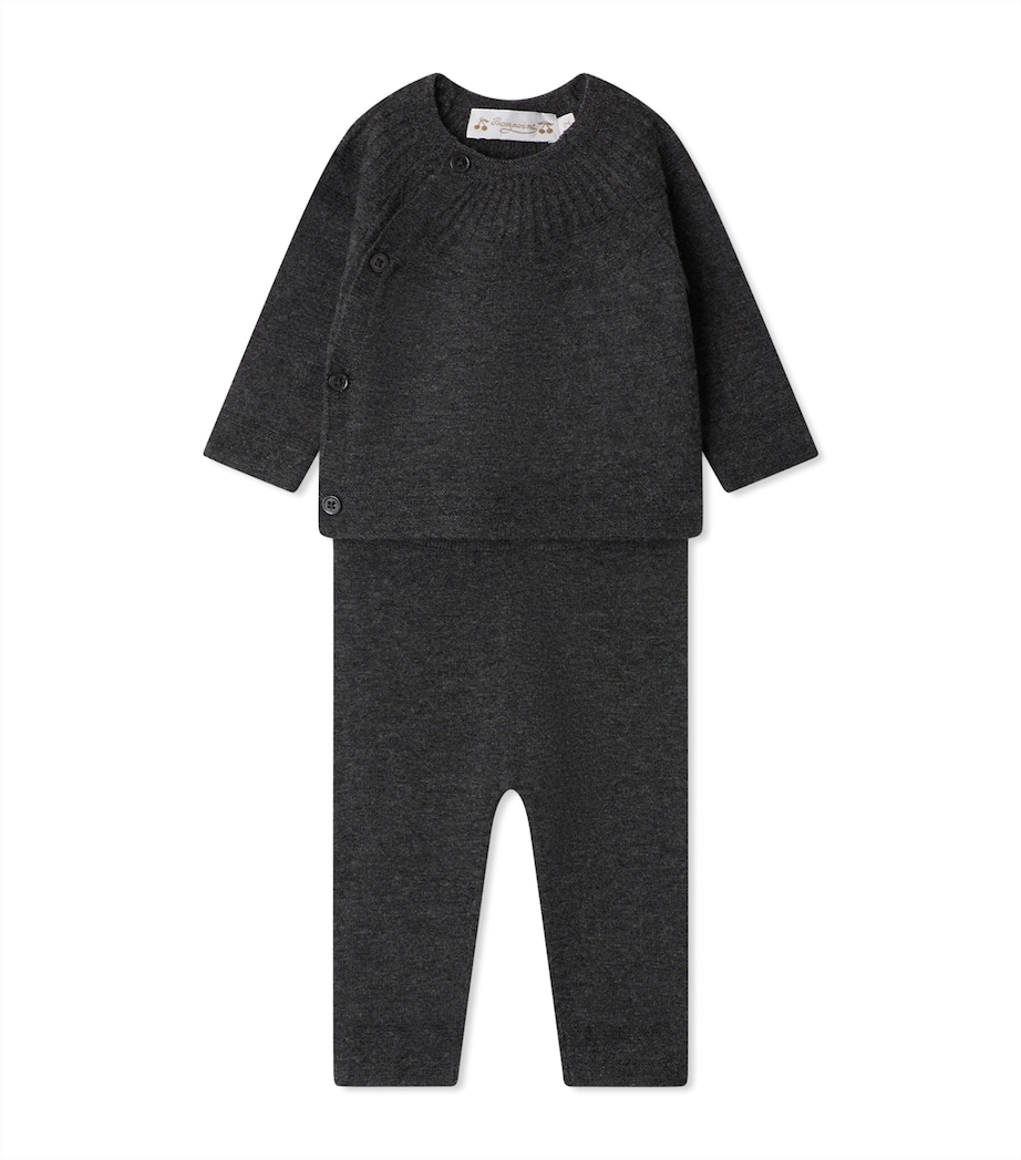 Wool-Cotton Jina Top and Trousers Set (1-18 Months) GRIS CHINE F. Image 1