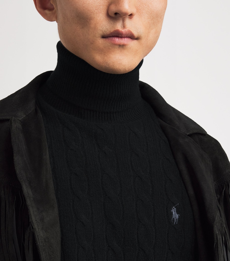 Wool-Cashmere Cable-Knit Rollneck Sweater BLACK Image 6
