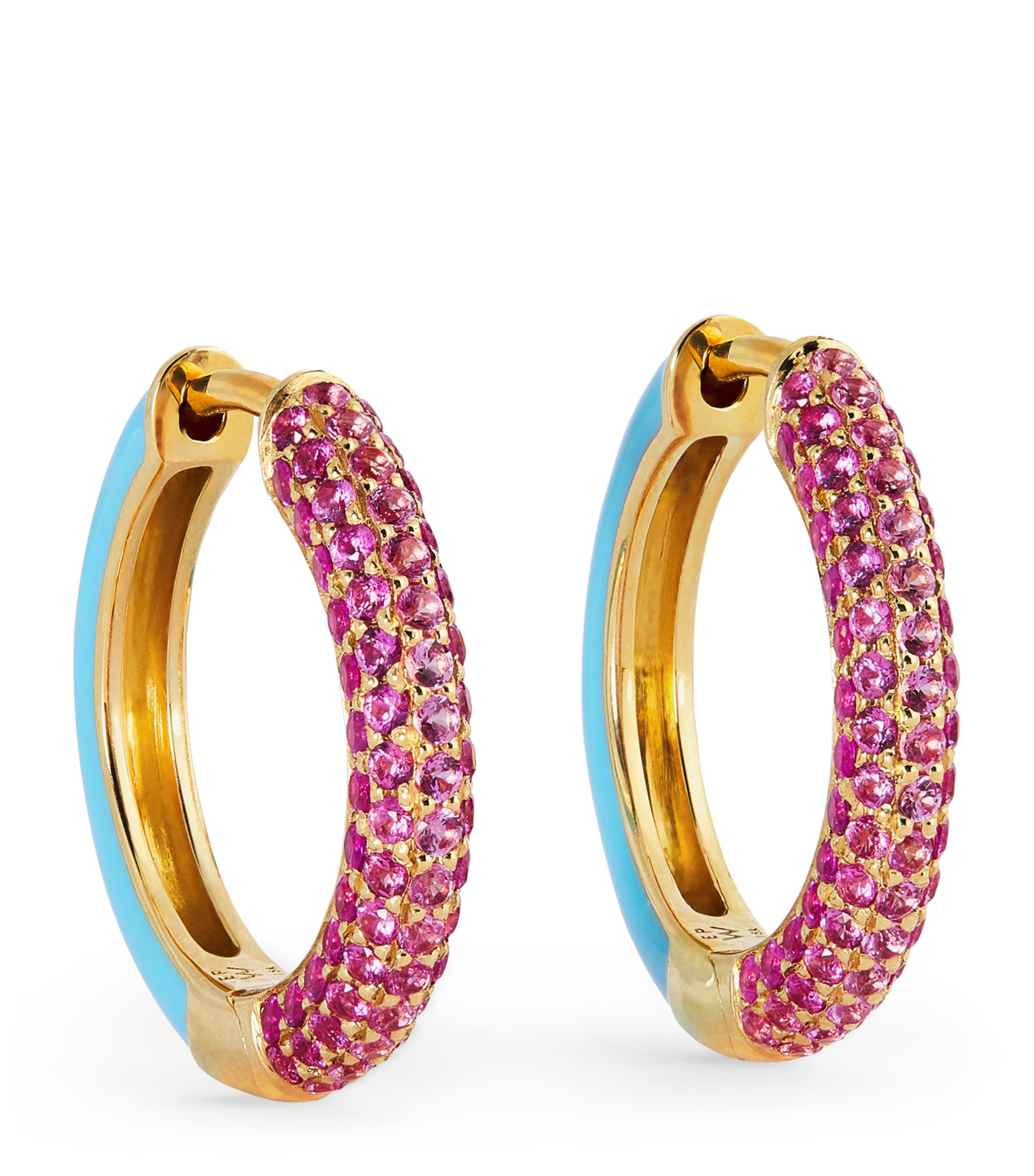 Emily P. Wheeler Yellow Gold, Sapphire and Ruby California Duo Hoop Earrings | Fine Jewellery | Fine Earrings | Hoop Earrings | Designers | Emily P. Wheeler