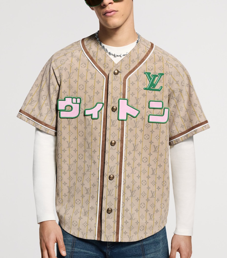 Leather Trompe-l'Oeil Baseball Shirt BEIGE Image 3