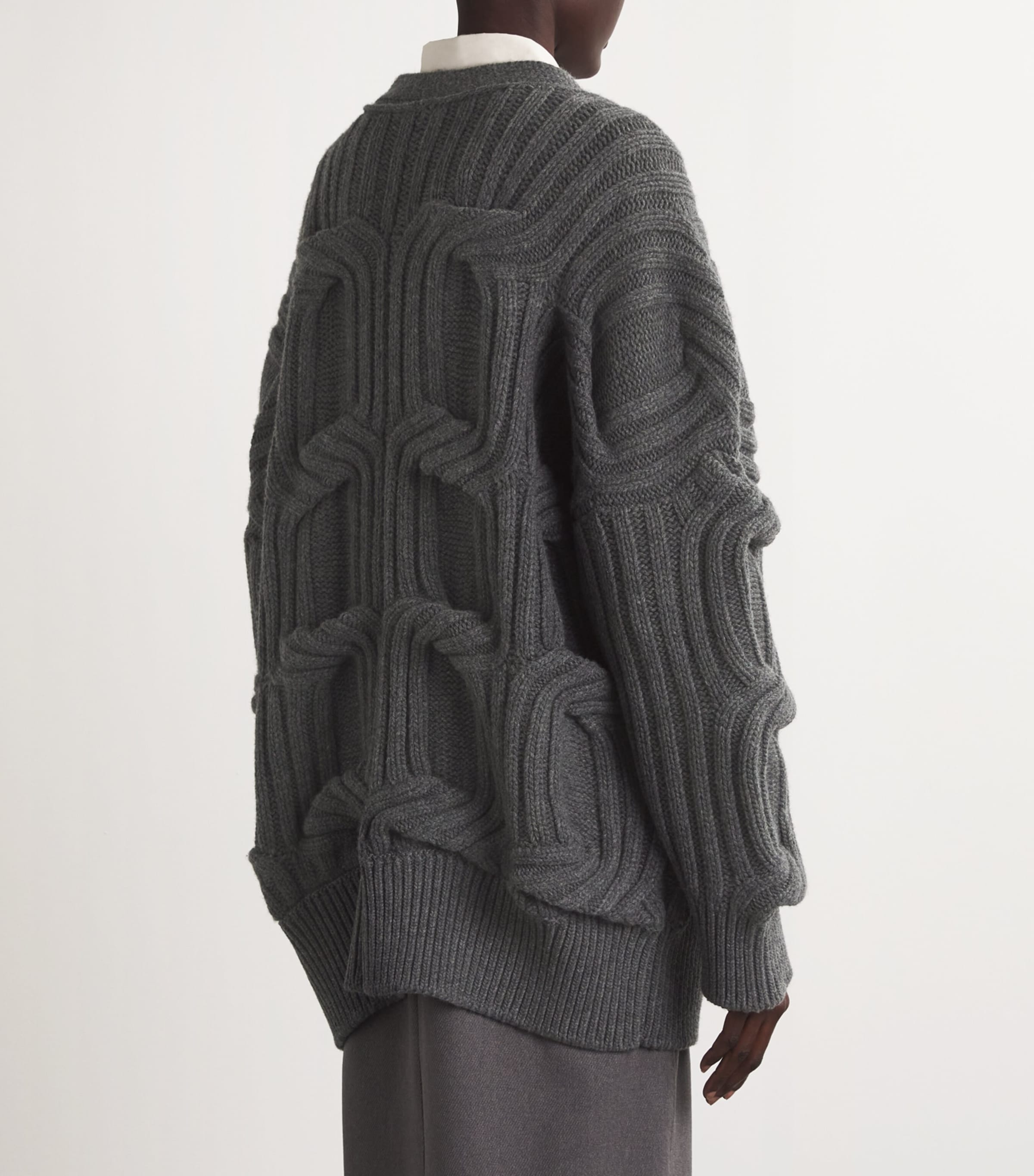 Stella McCartney Womens Virgin Wool Falabella Cardigan Dgrey Melange Image 4