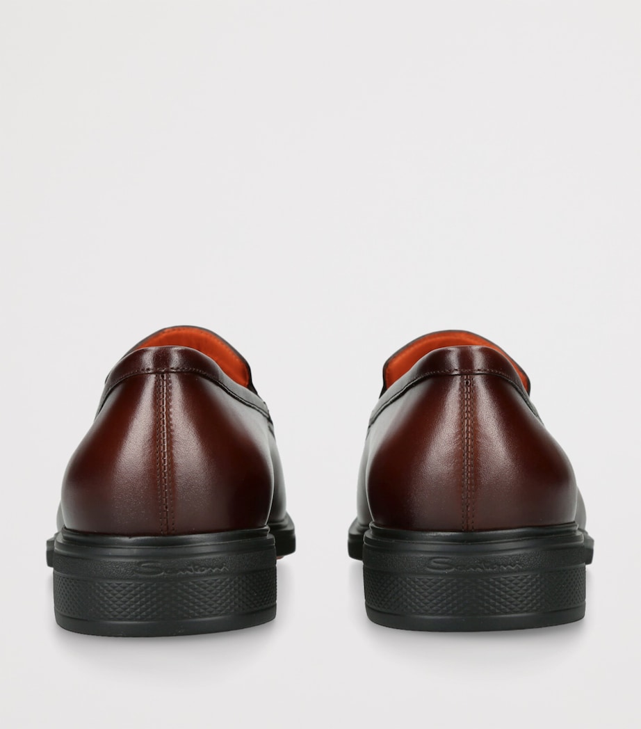 Santoni Leather Easy Penny Loafers Dark Brown Image 2
