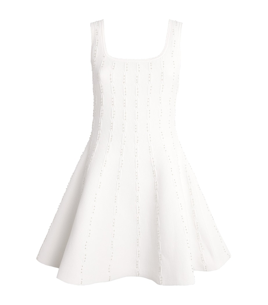 Sandro Paris Womens Beaded Knit Mini Dress White Image 1