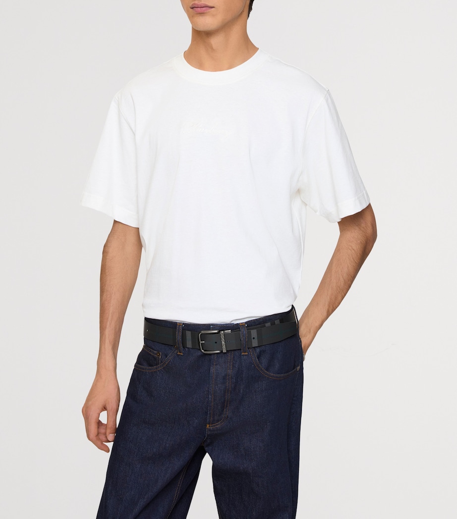 Leather Check Reversible Belt BLACKCHARCOAL Image 2