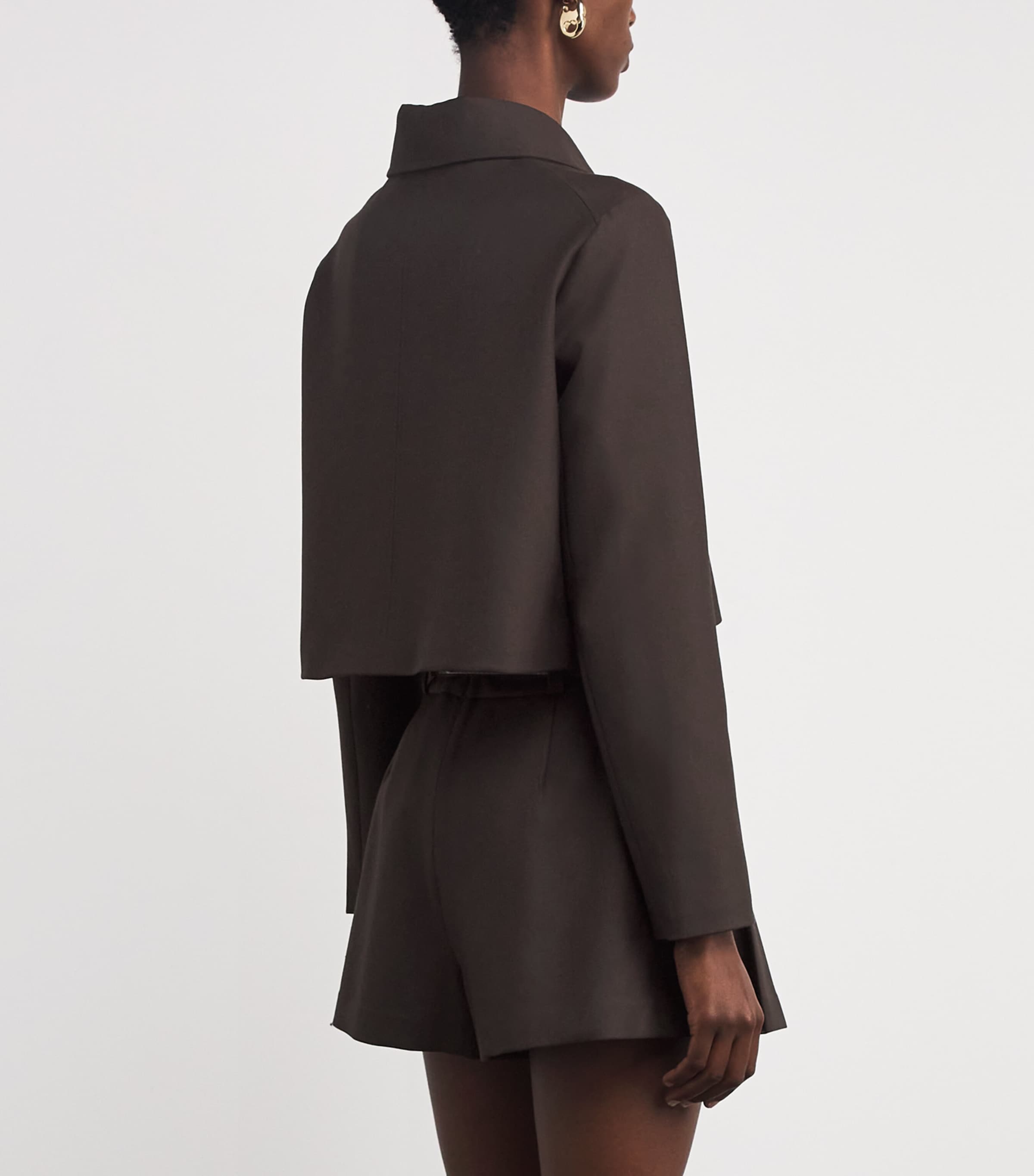 Double-Breasted Cropped Jacket BROWN Image 4