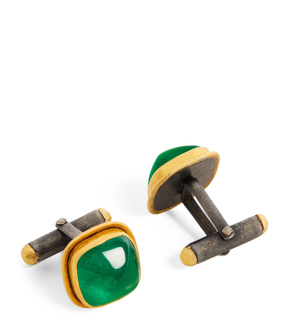 Gold and Emerald Cufflinks GOLD/EMERALD Image 1