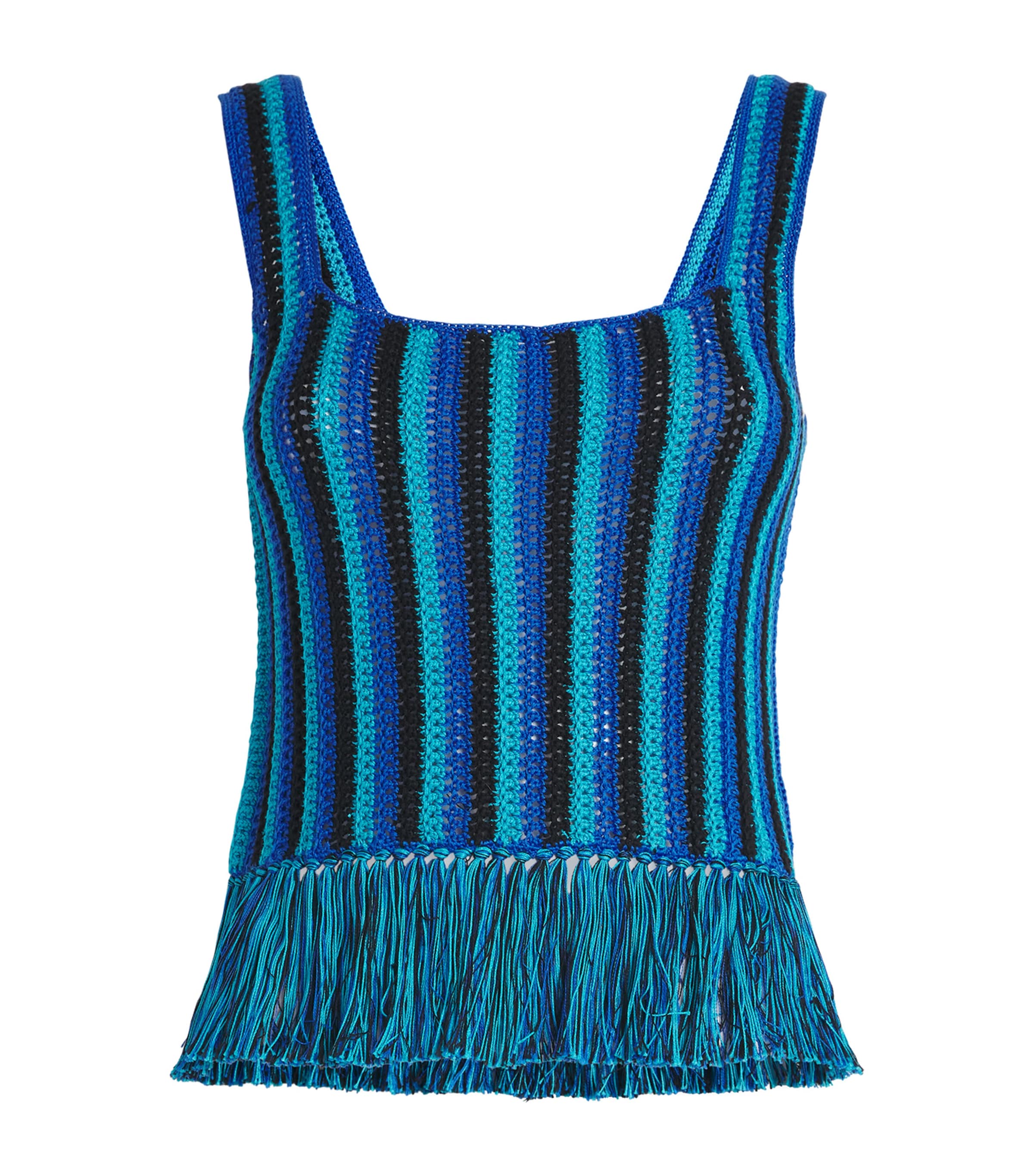 ESCVDO Womens Fringe Misti Top Blue Image 1