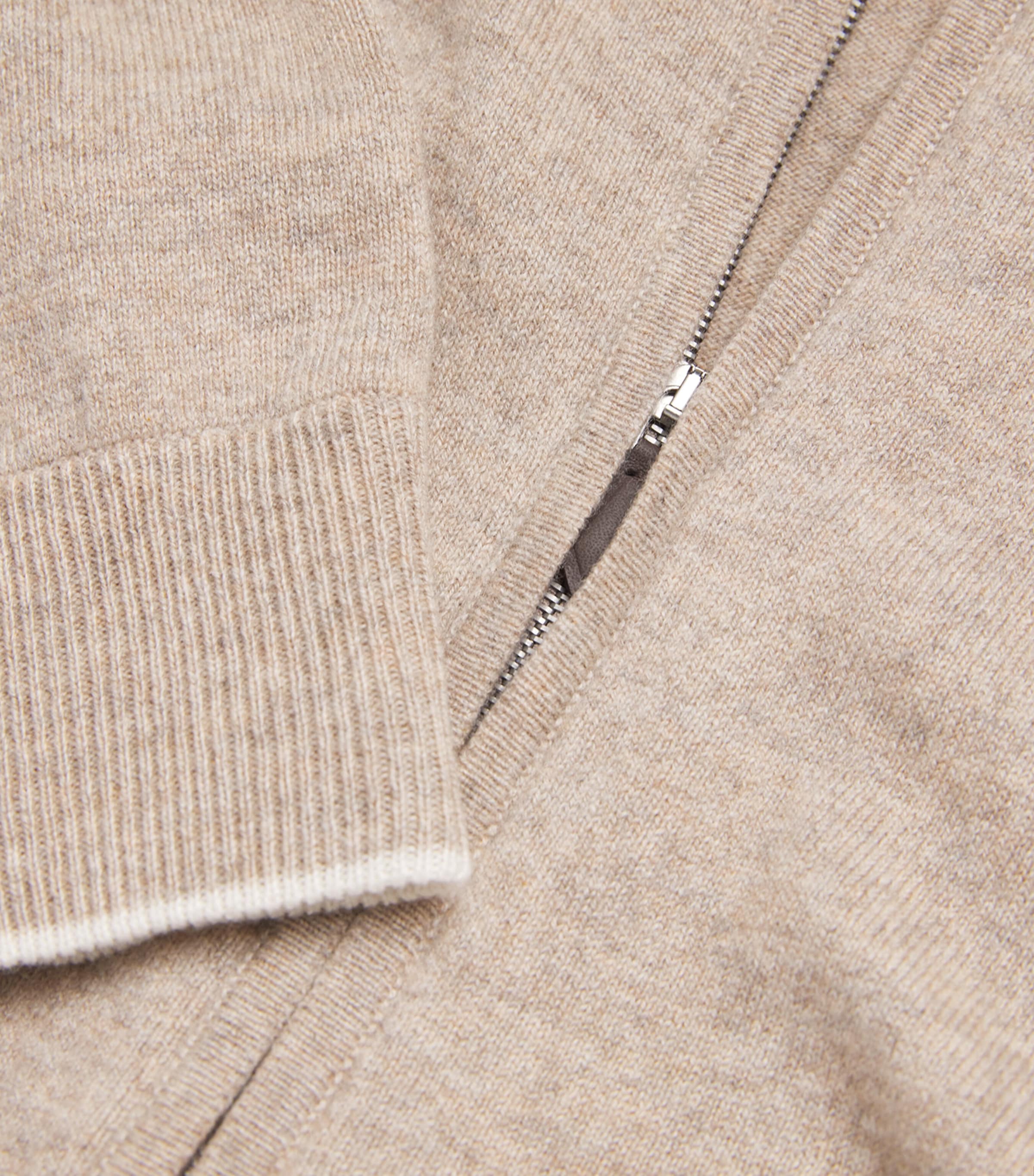 Cashmere Knightsbridge Zip Cardigan OATMEAL Image 5