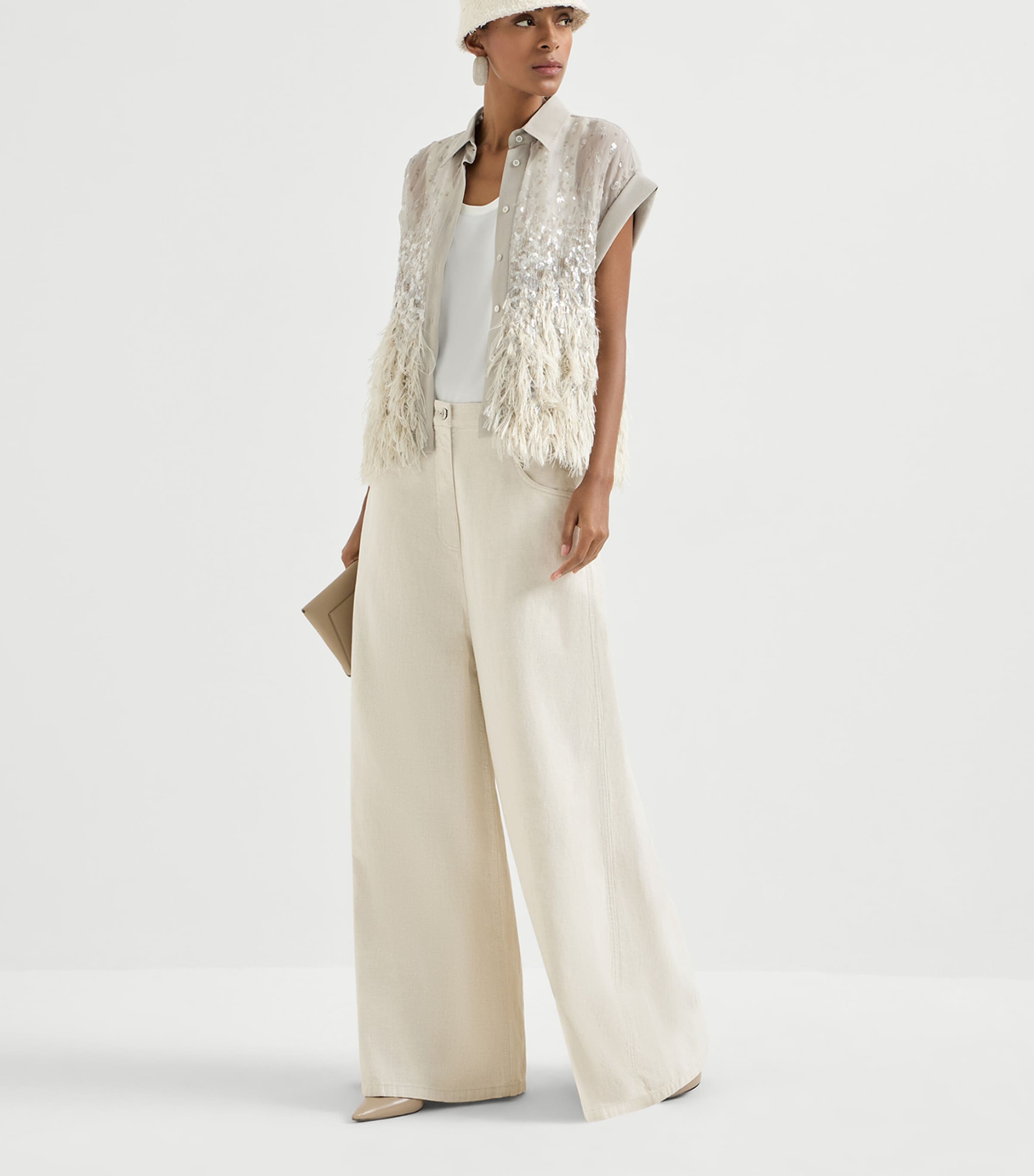 Brunello Cucinelli Womens Silk Dazzling Fil Coupé Shirt Image 2