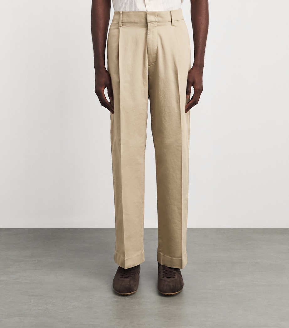NN.07 Mens Stretch-Organic Cotton Kay Pleated Trousers Desert Khaki Image 4