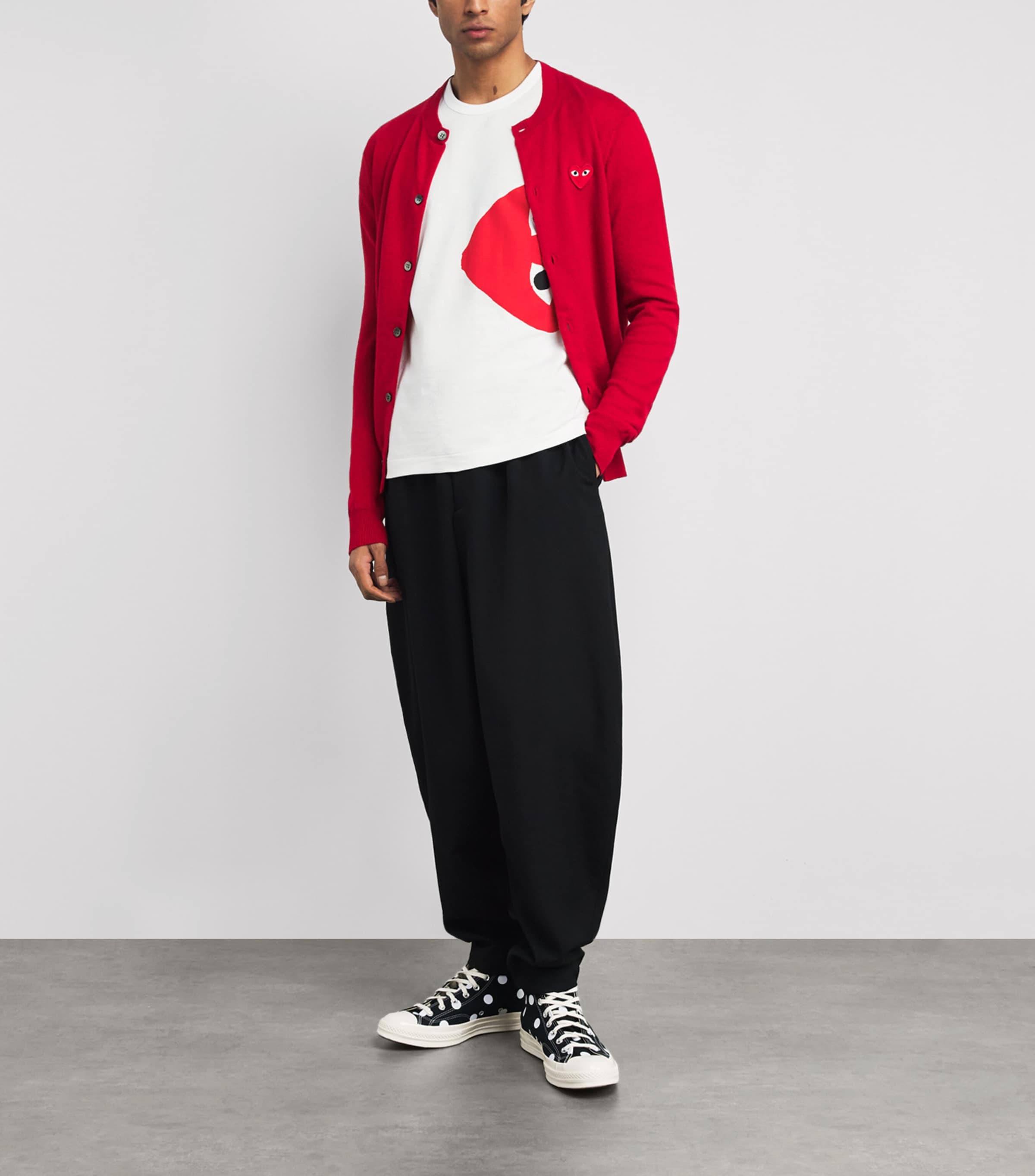 Comme Des Garçons Play Mens Cotton Horizontal Heart T-Shirt White Image 2