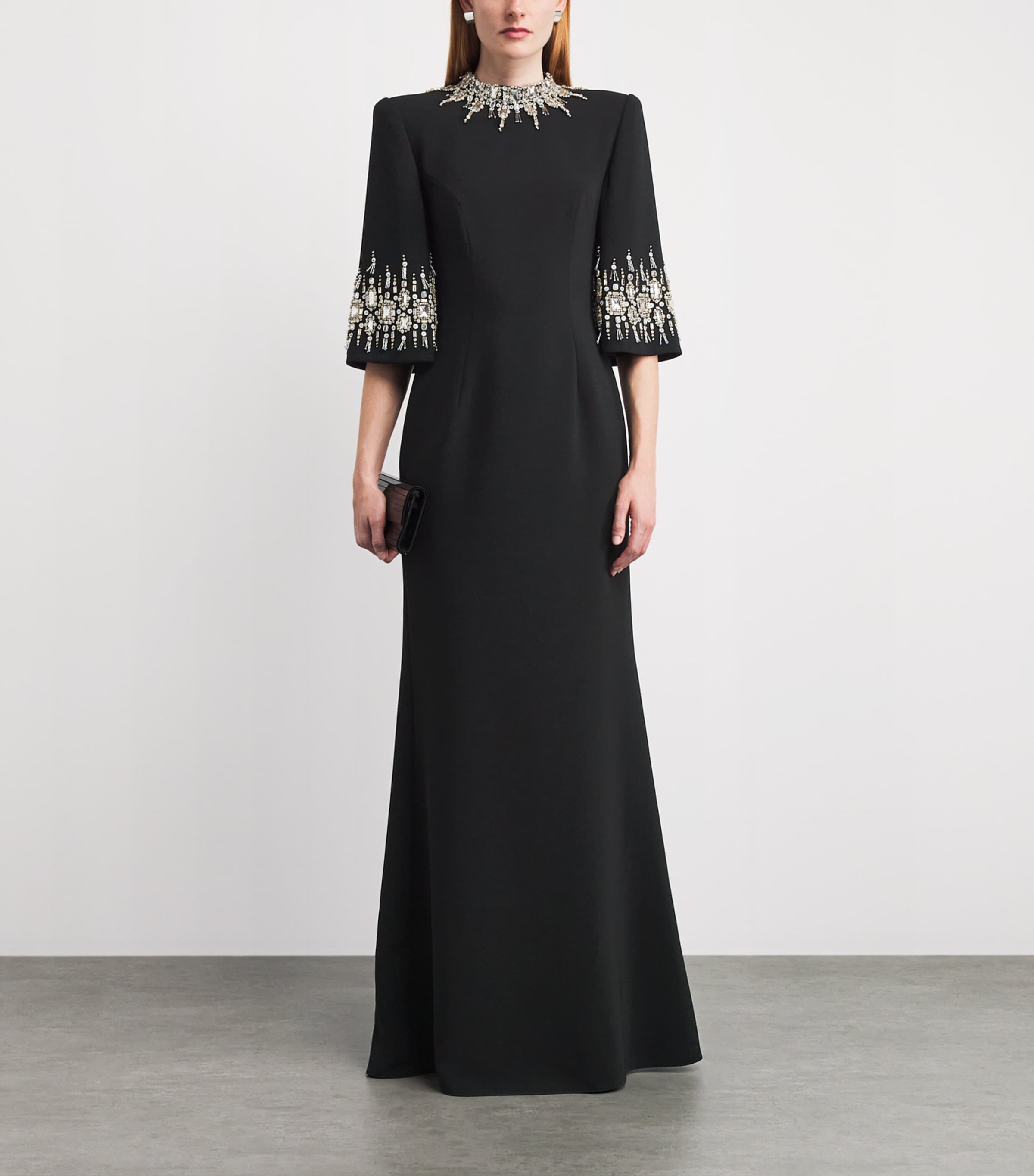 Jenny Packham Womens High-Neck Ilana Gown Liquorice Image 2