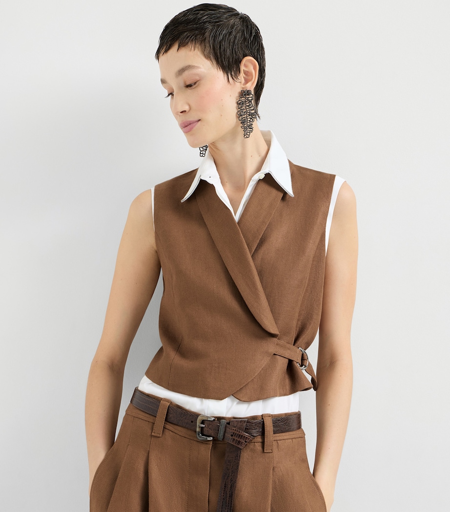 Linen Shawl-Lapel Waistcoat C9850 Image 4