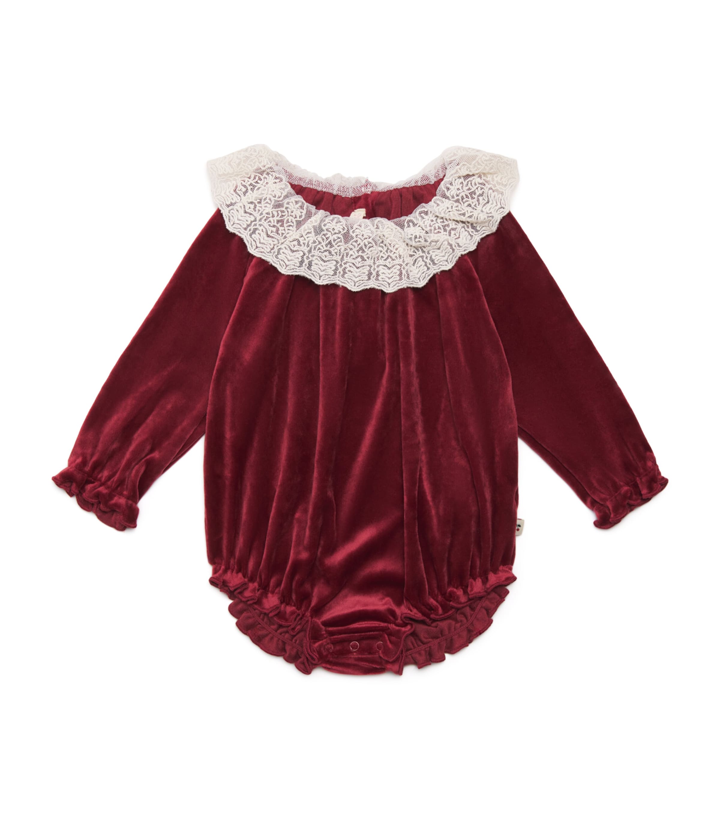 Konges Slojd Kids' Velour Venola Bodysuit In Red