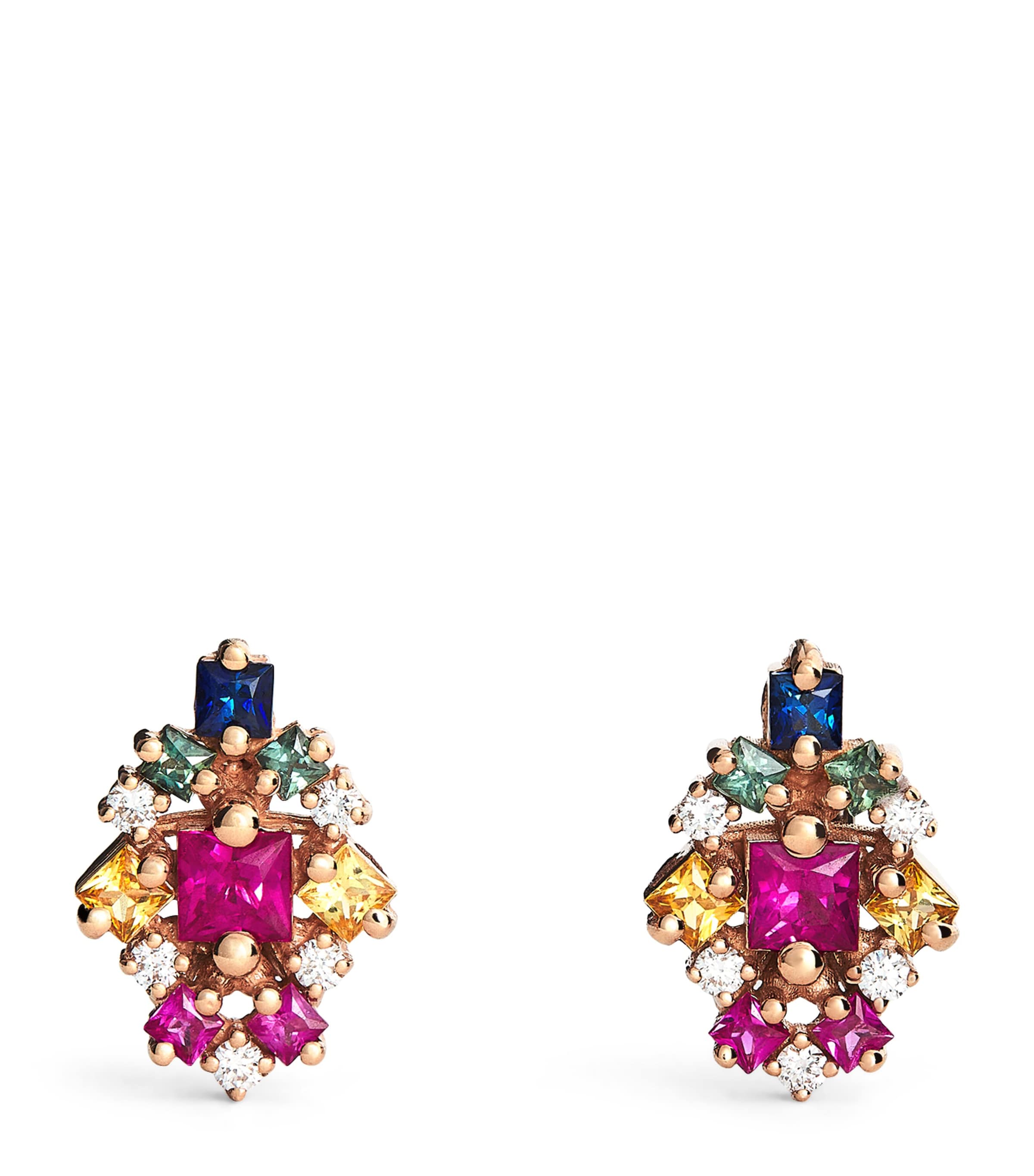Suzanne Kalan Rose Gold, Diamond And Sapphire La Fantasie Earrings In Gold