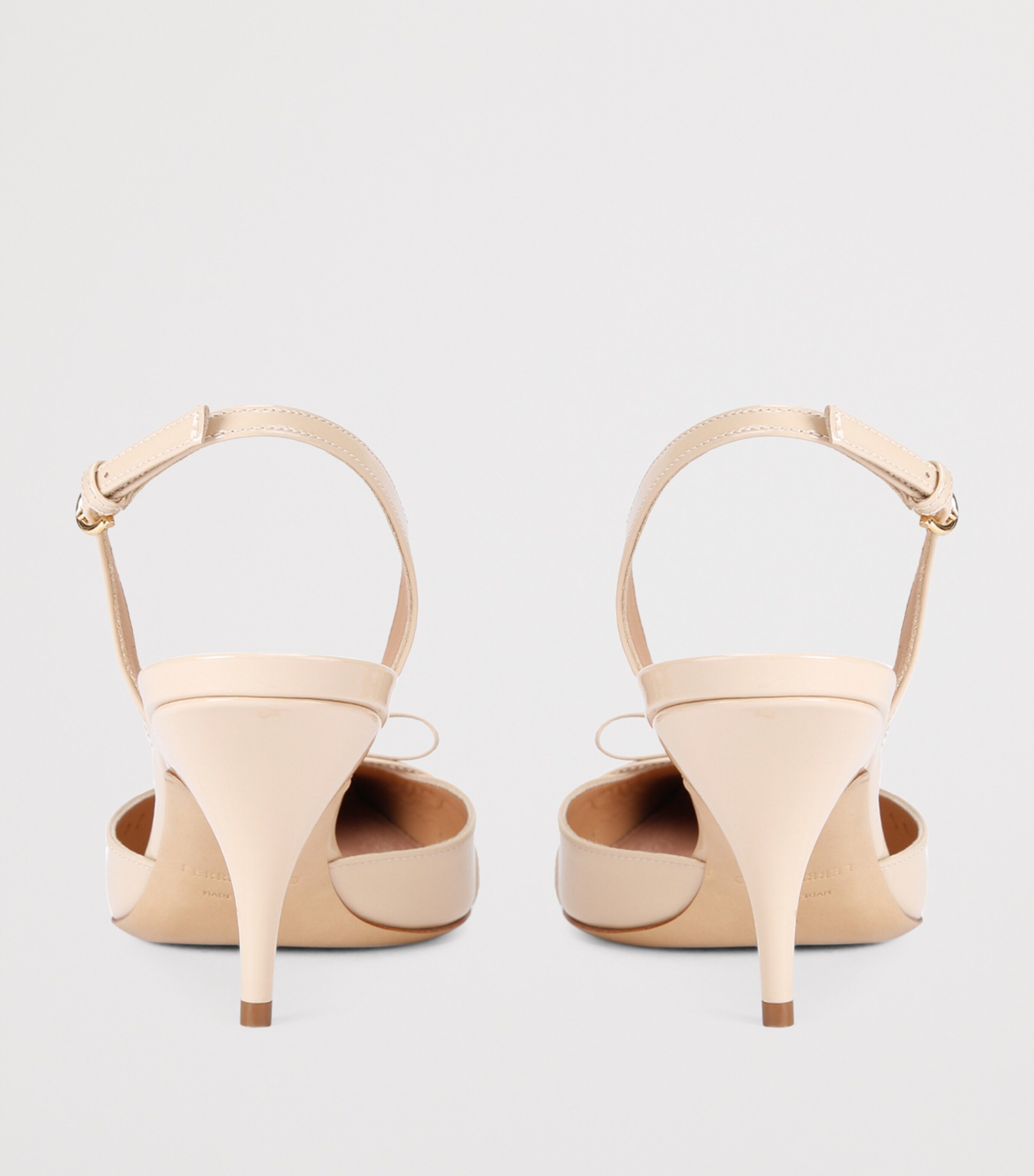 Salvatore Ferragamo Womens Leather Gylla Slingback Heels 70 Beige Image 2