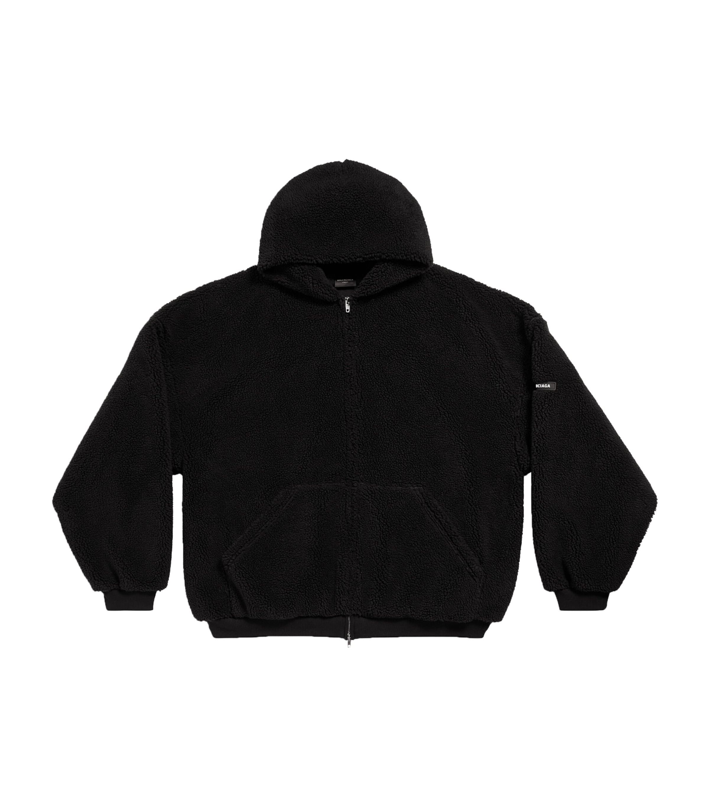 Balenciaga Crystal Embellished Velvet Zip-up Hoodie In Black