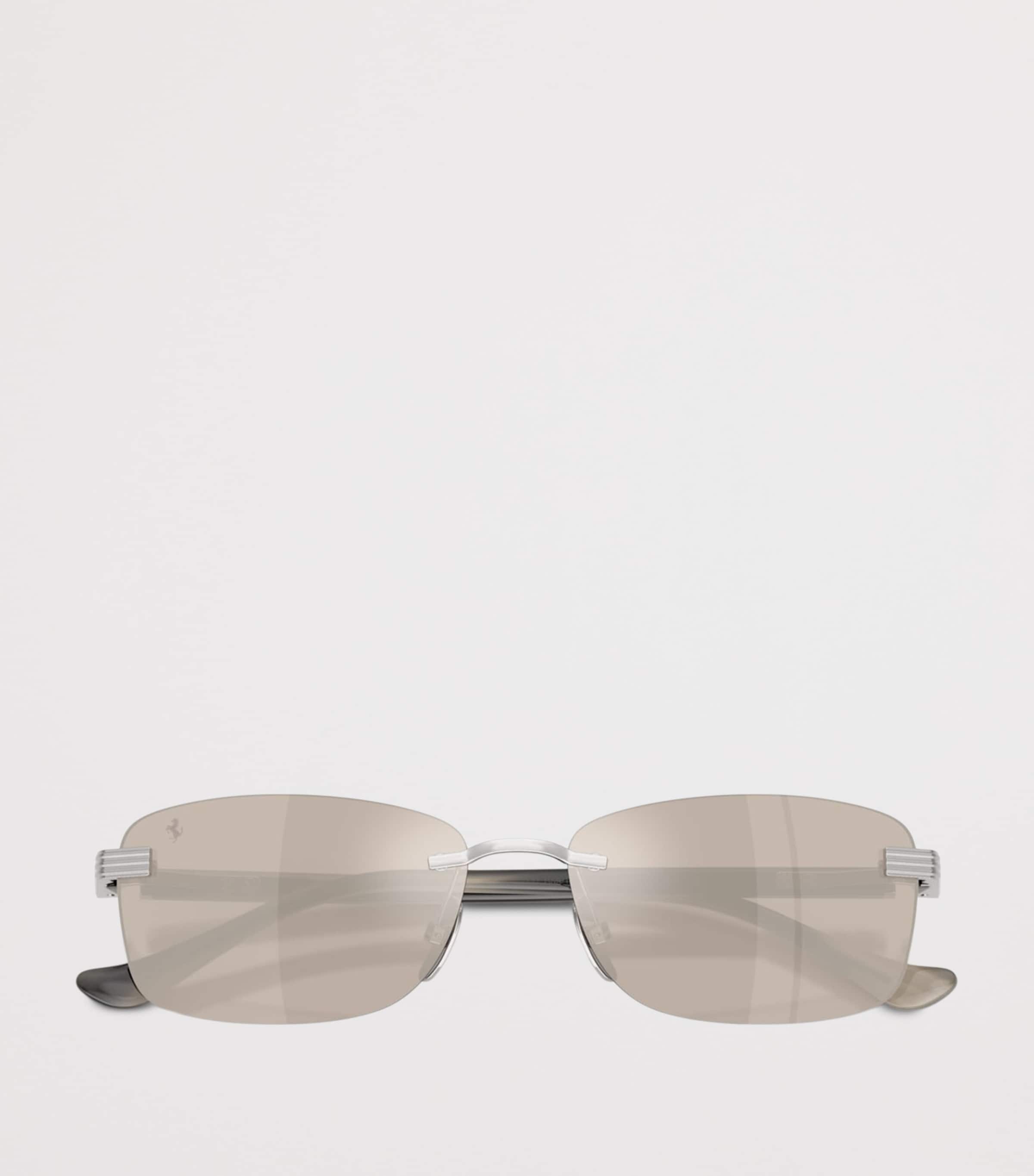 Ferrari Titanium Rimless Rectangular Sunglasses Silver Image 5