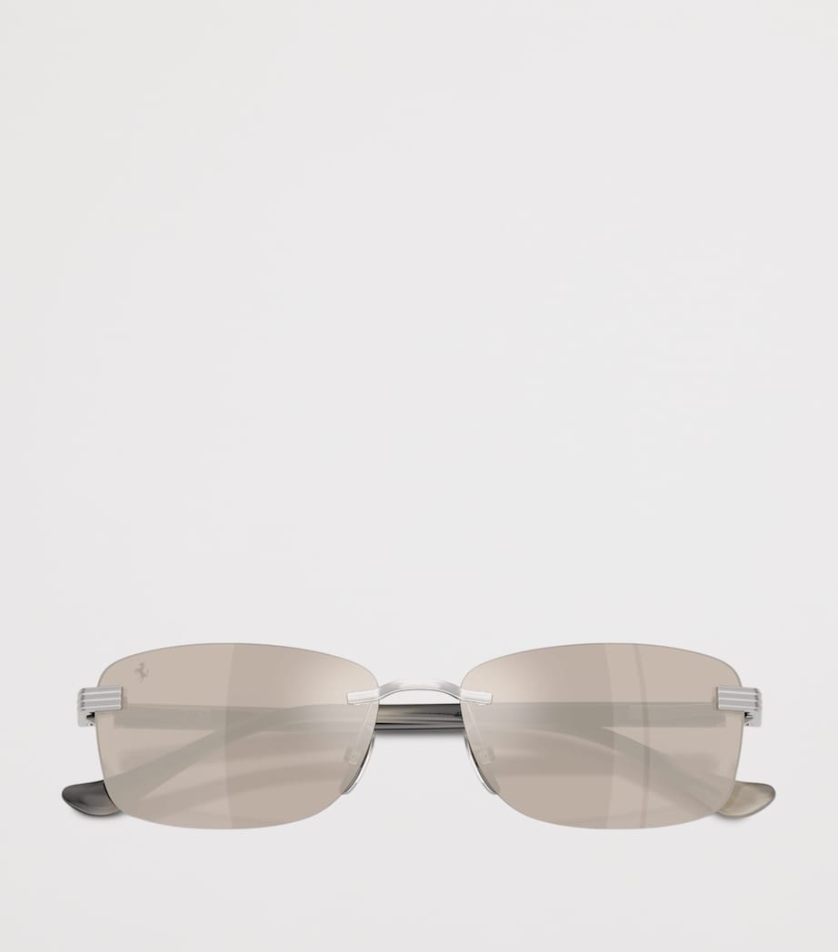 Ferrari Titanium Rimless Rectangular Sunglasses Silver Image 5