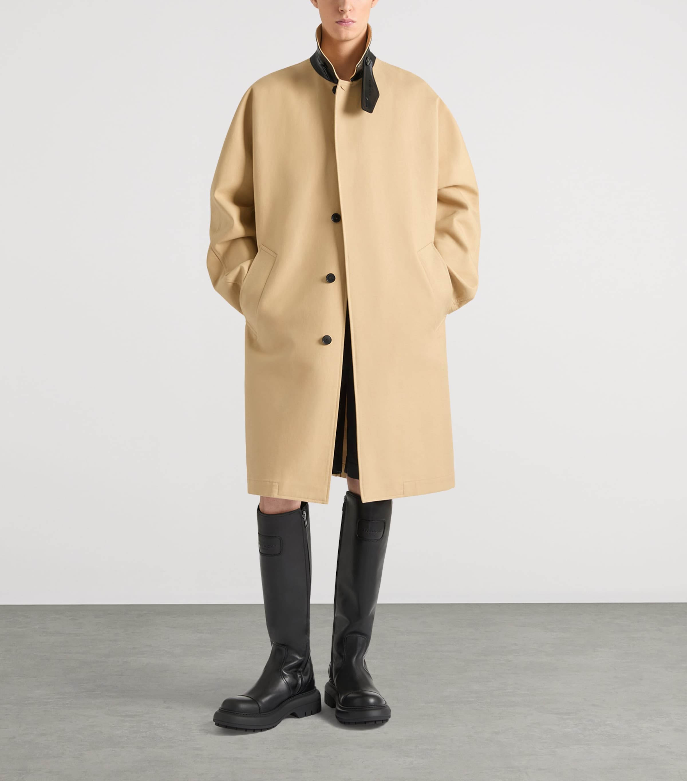 Givenchy Mens Leather-Trim Car Coat Image 2