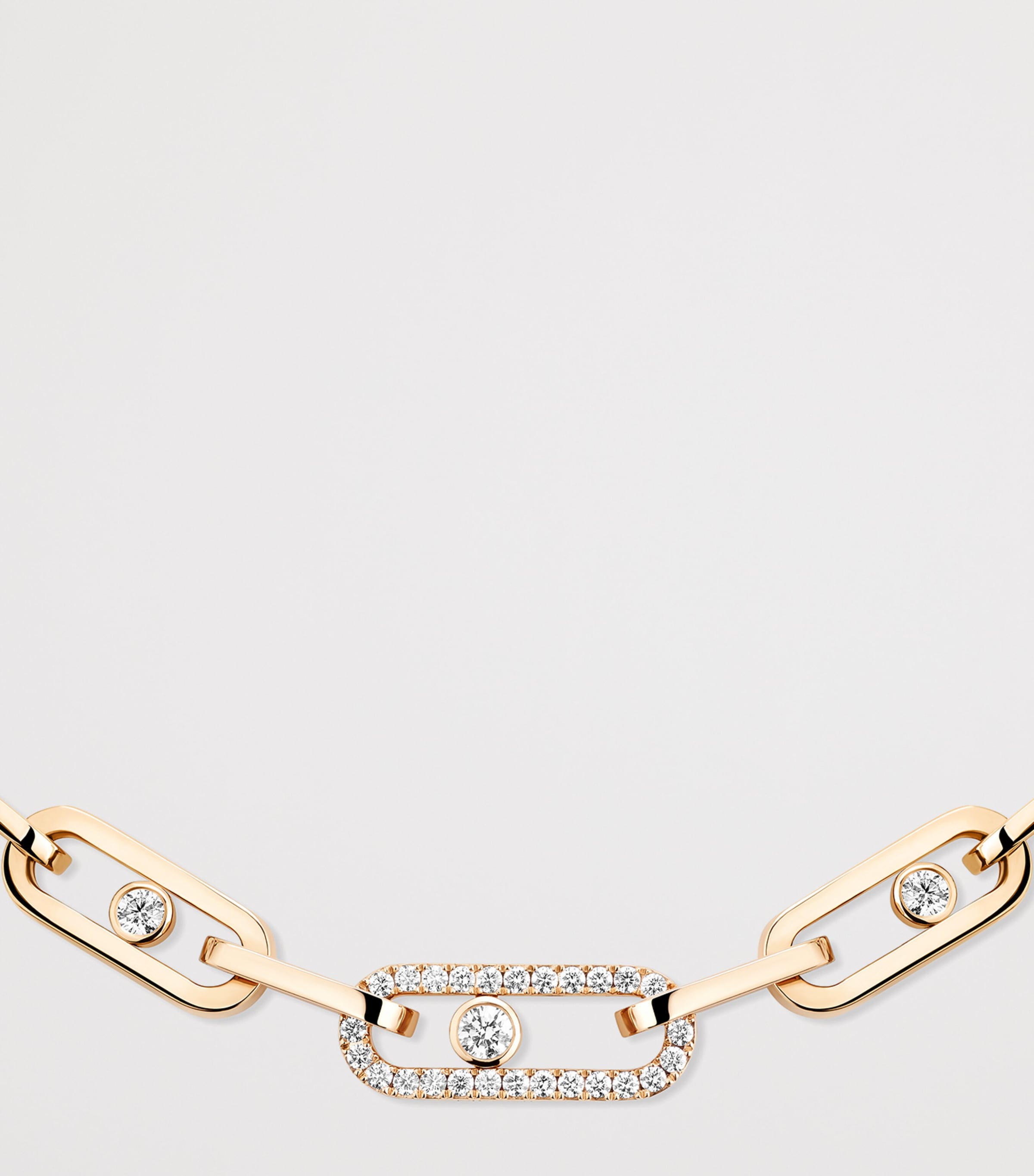 Messika Move Link Pink Gold and Diamond Necklace Yellow Gold Image 3
