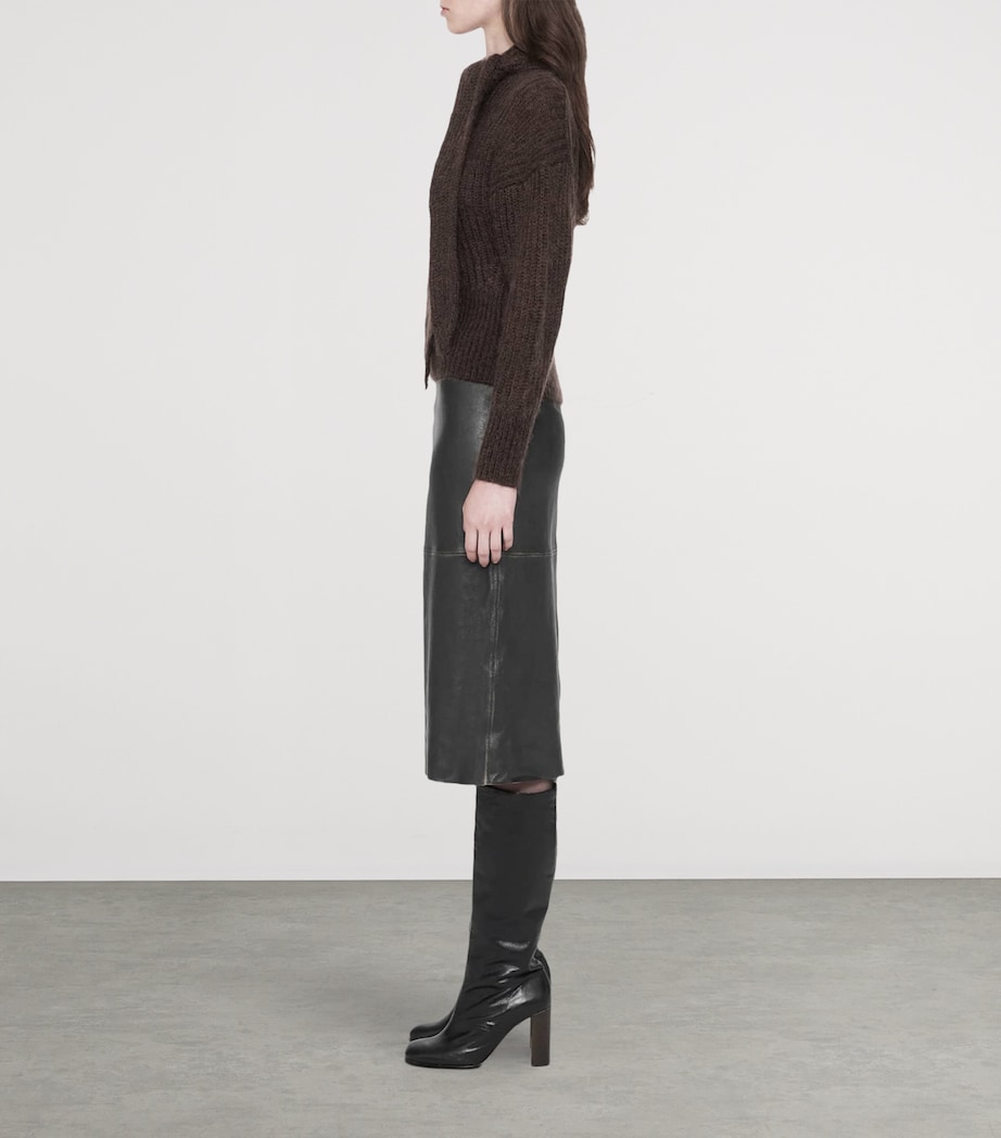 AllSaints Leather Olivia Midi Skirt Black/brown Image 8