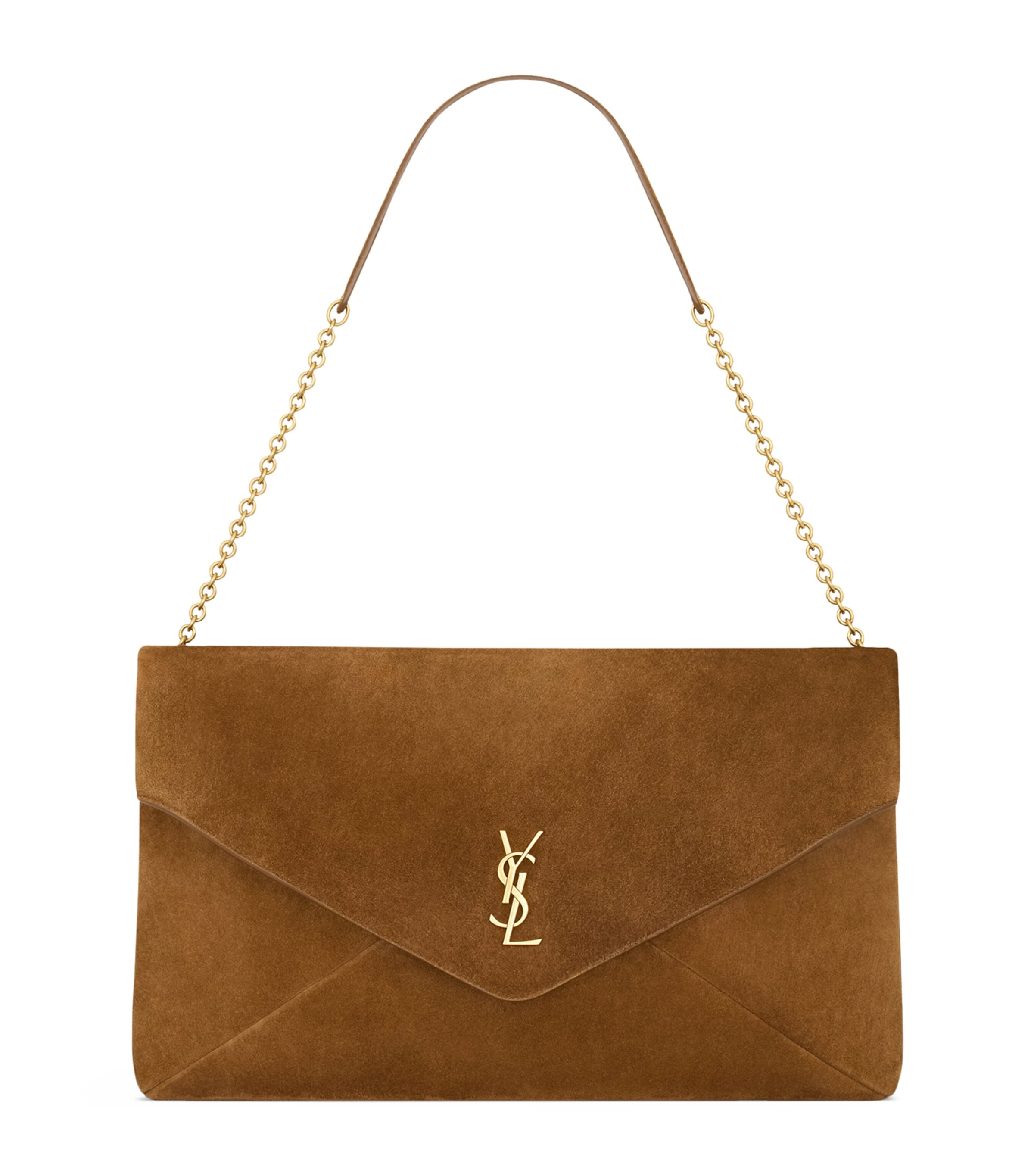 Saint Laurent Extra Extra Large Suede Cassandre Envelope Wallet On Chain In Black