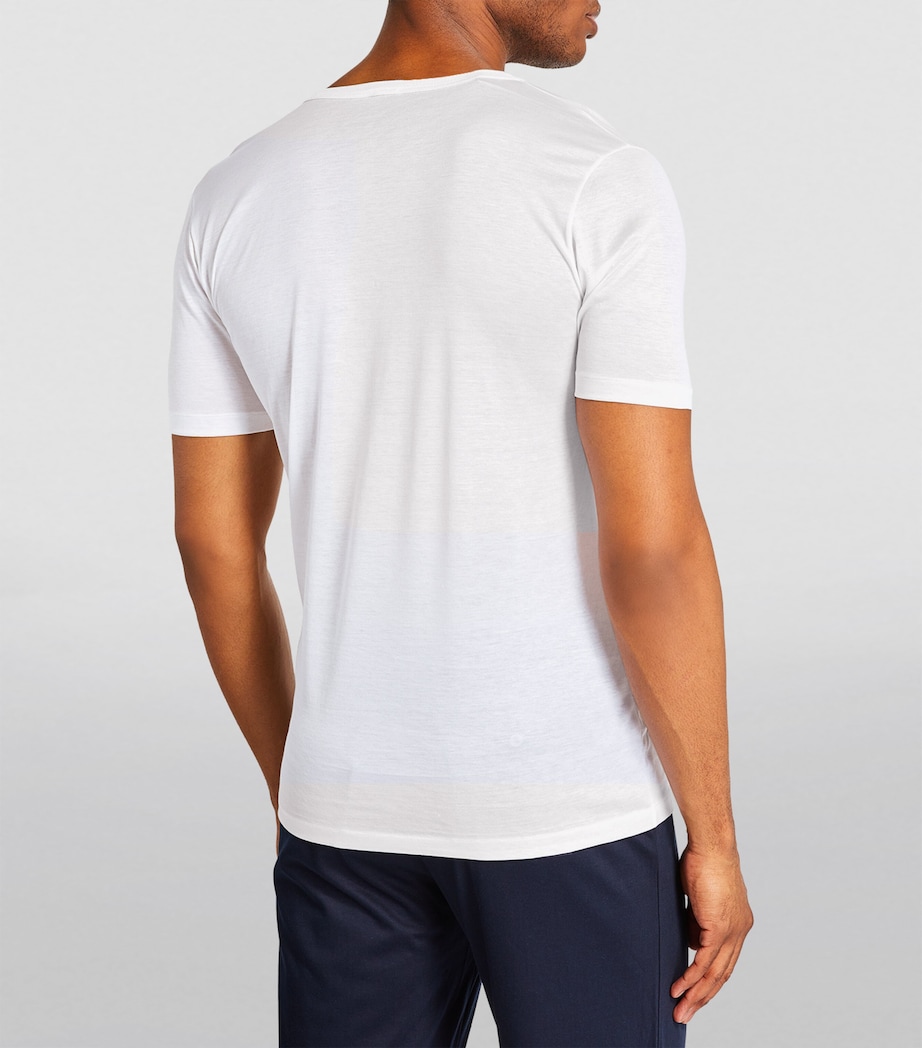 Cotton V-Neck T-Shirt 01 WHITE Image 4
