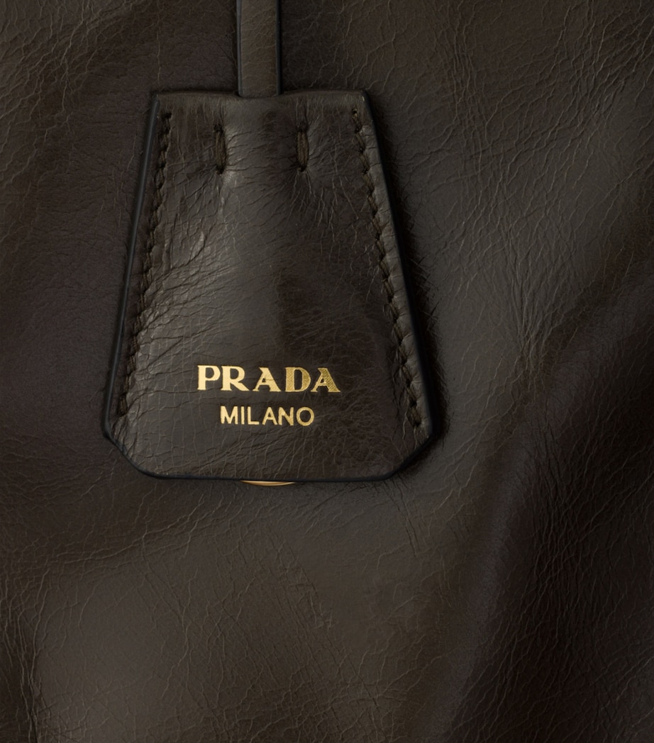 Prada Extra Large Leather Bonnie Shoulder Bag Green Image 8