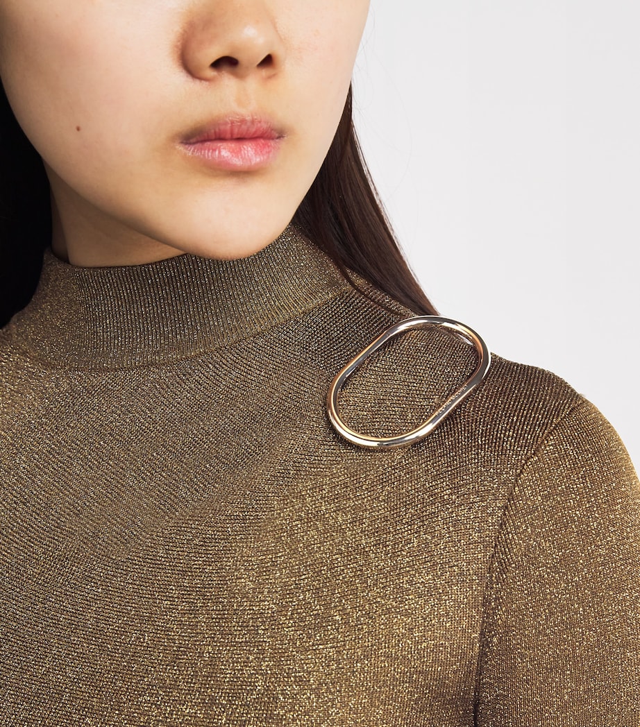 Metallic Knit Draped Maxi Dress KHAKI Image 4