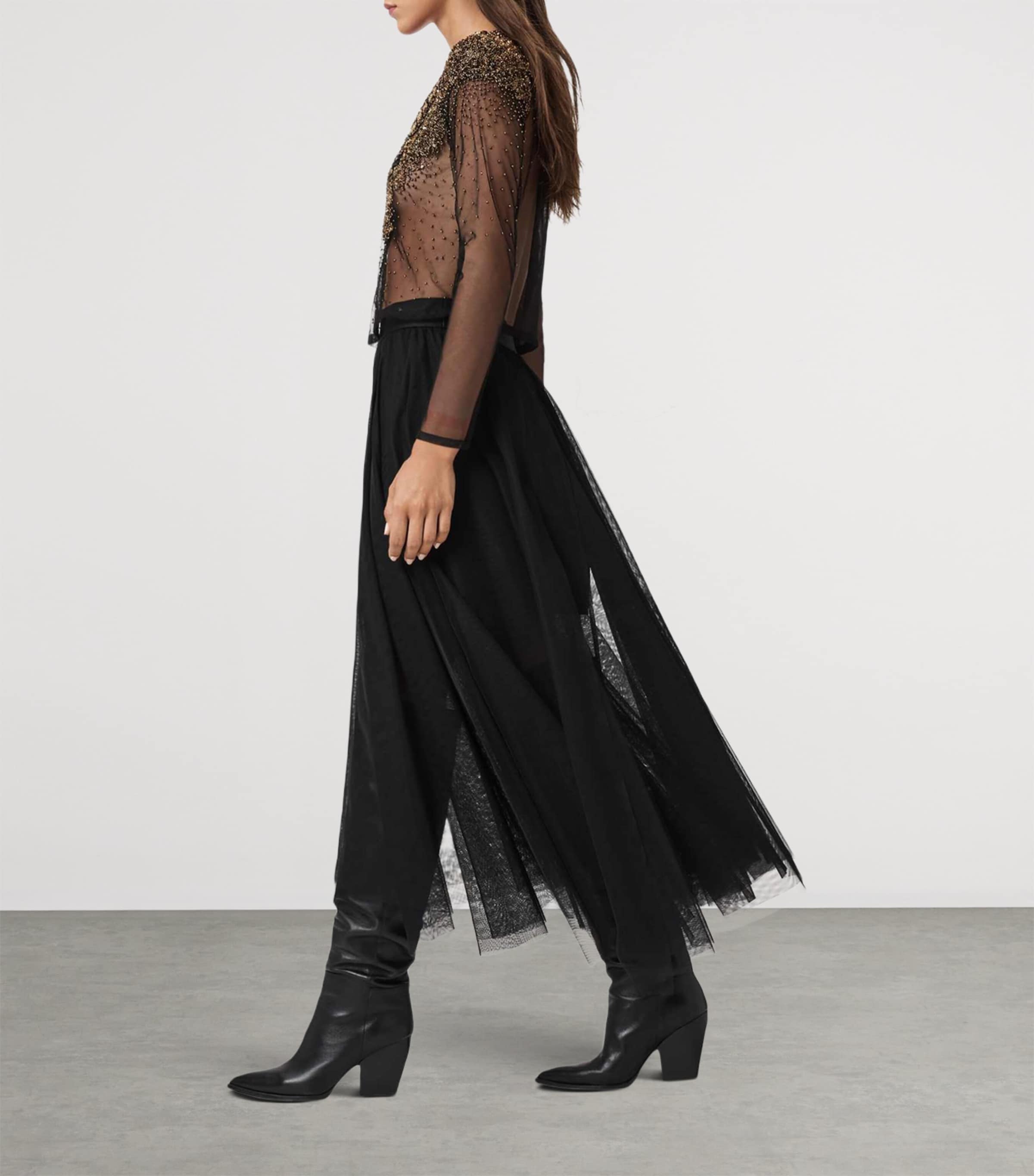 Tulle Ally Midi Skirt BLACK Image 5