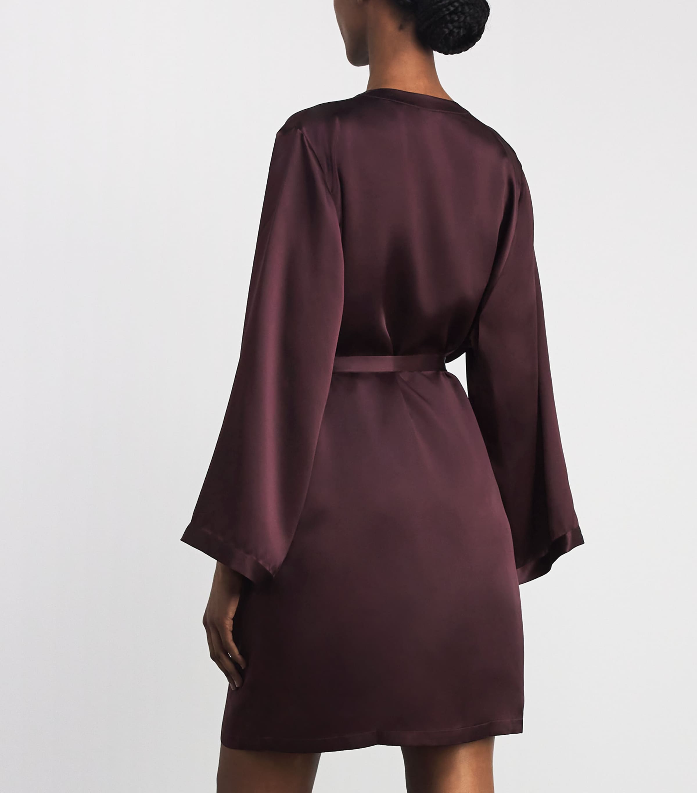 Marjolaine Womens Silk Robe Brun Image 5