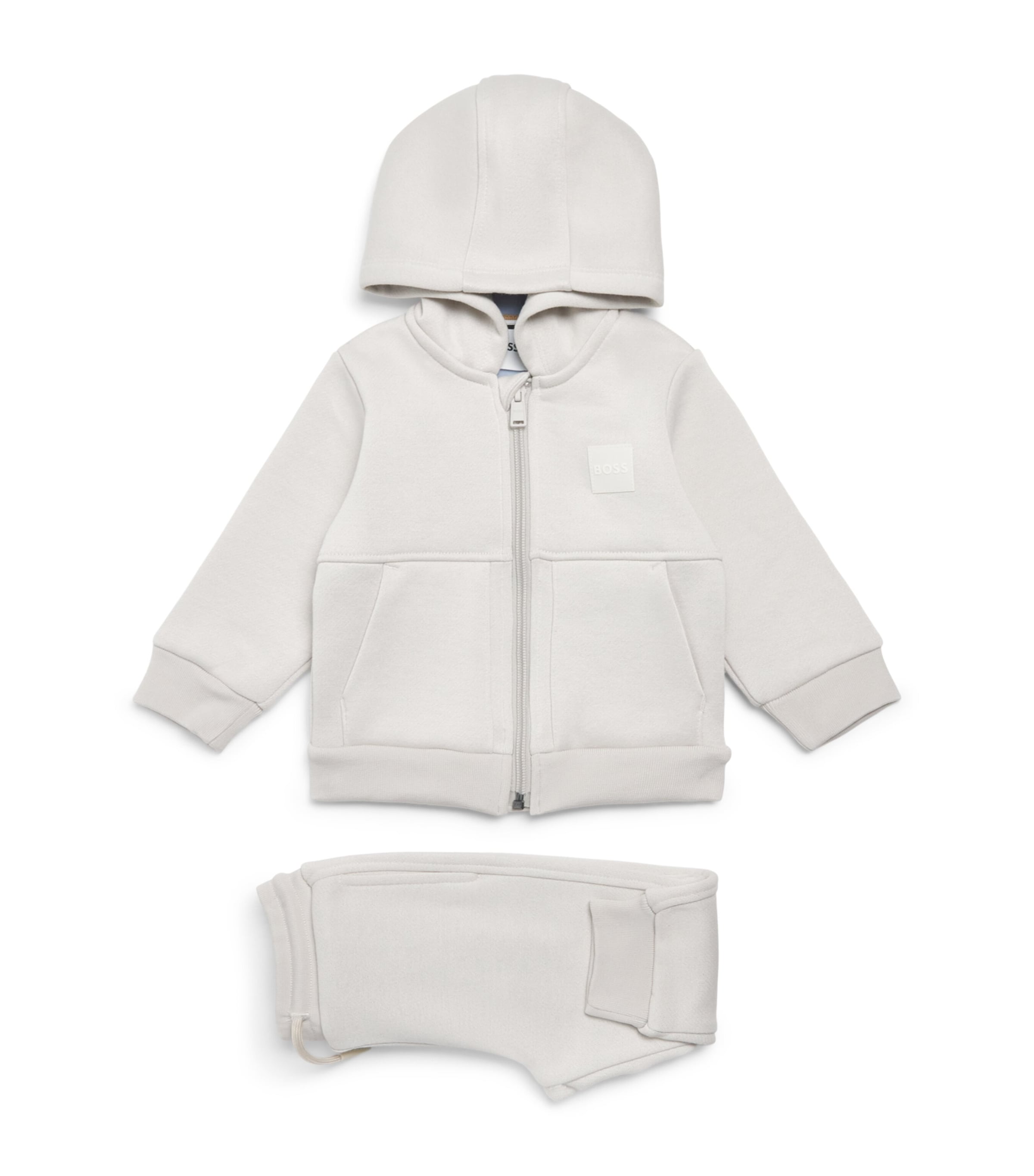 BOSS Kidswear Patch Logo Hoodie and Sweatpants Set (3 Months-3 Years) Ivory Image 1