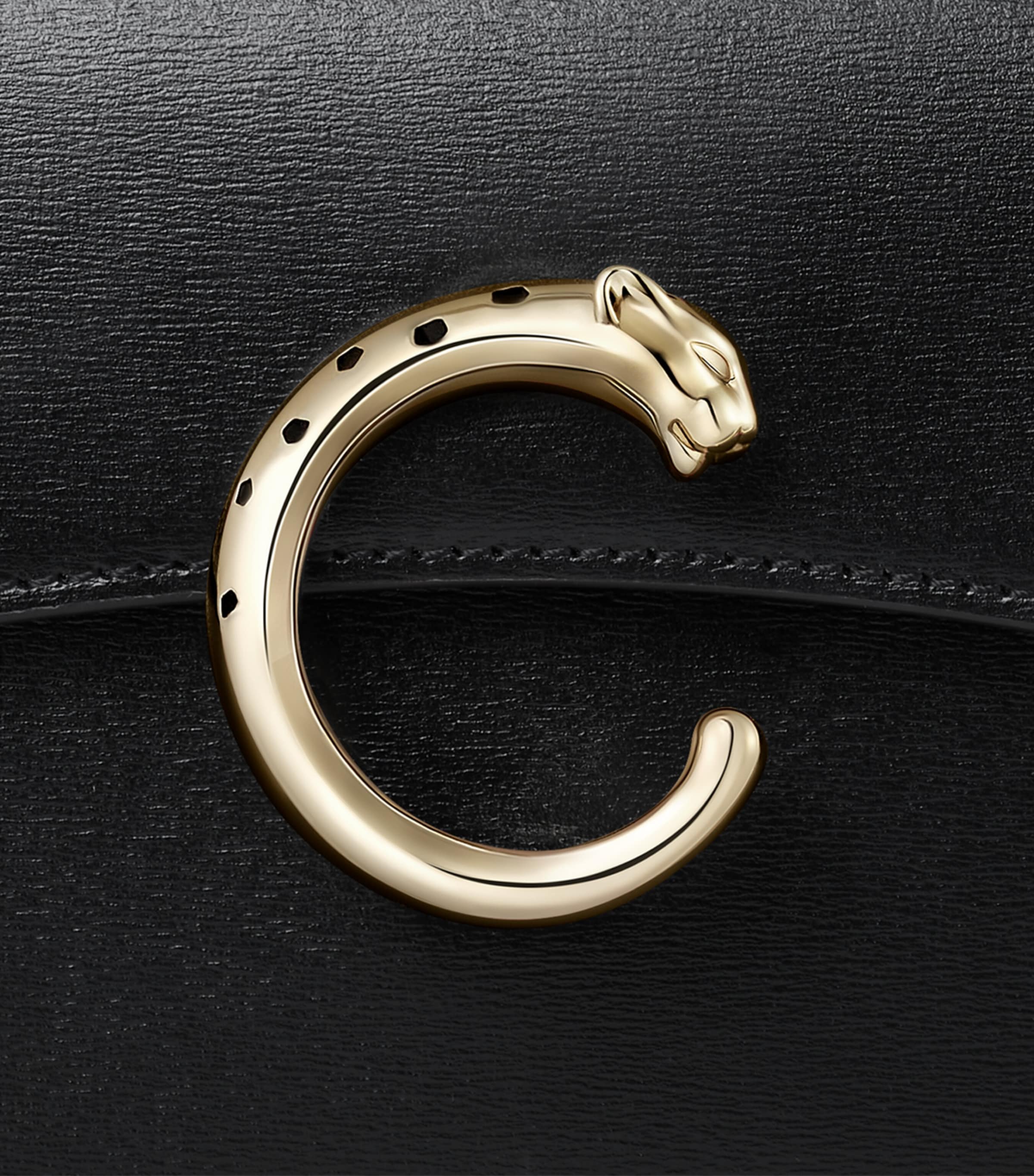 Cartier Small Leather Panthère de Cartier Top-Handle Bag Black Image 6