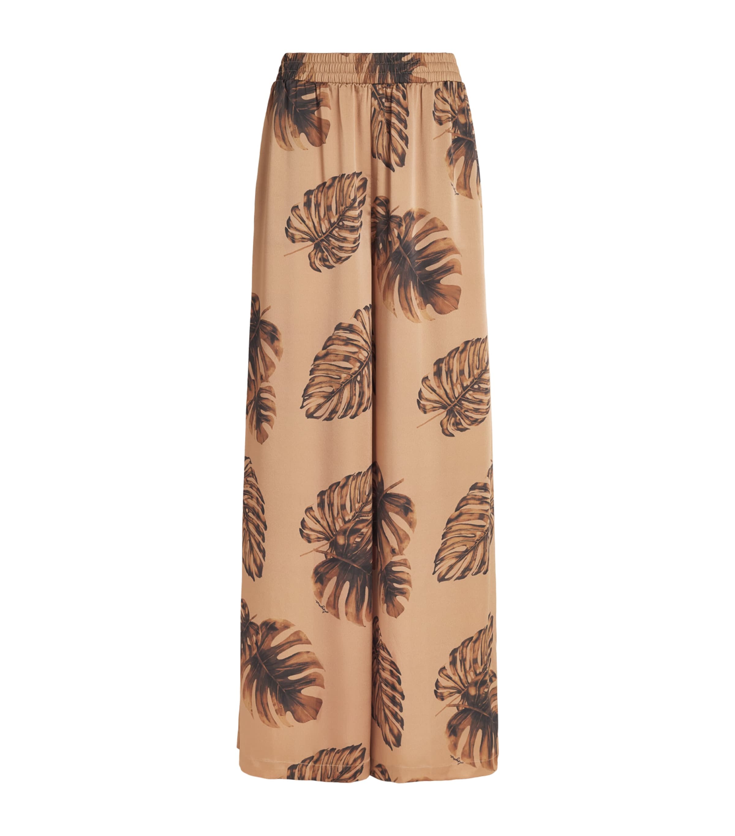 L'Agence Womens Satin Palm Leaf Wide-Leg Trousers Plms Hznt Mlt Lg Plm Image 1