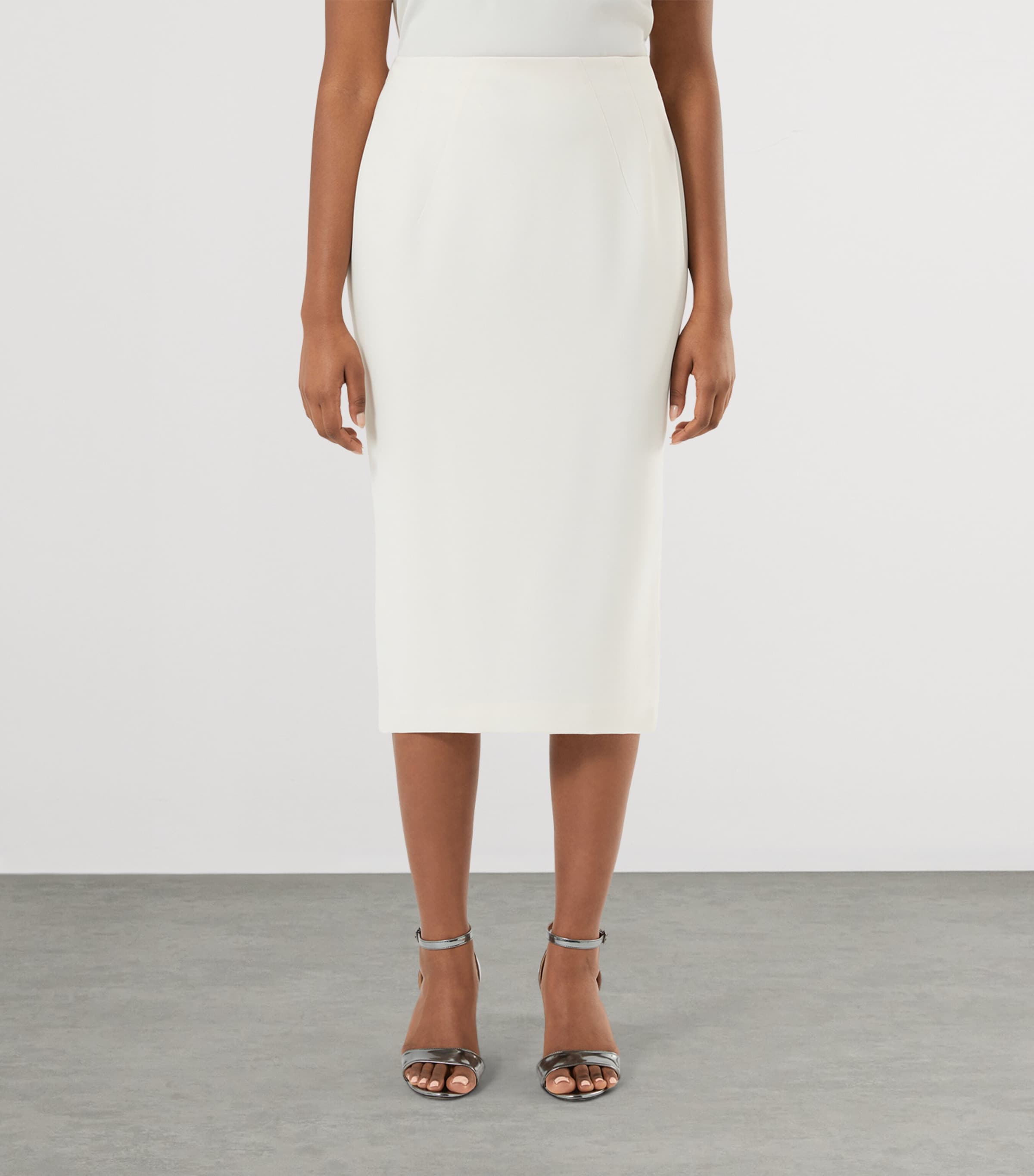Marina Rinaldi Womens Cady Midi Pencil Skirt Ivory Image 2