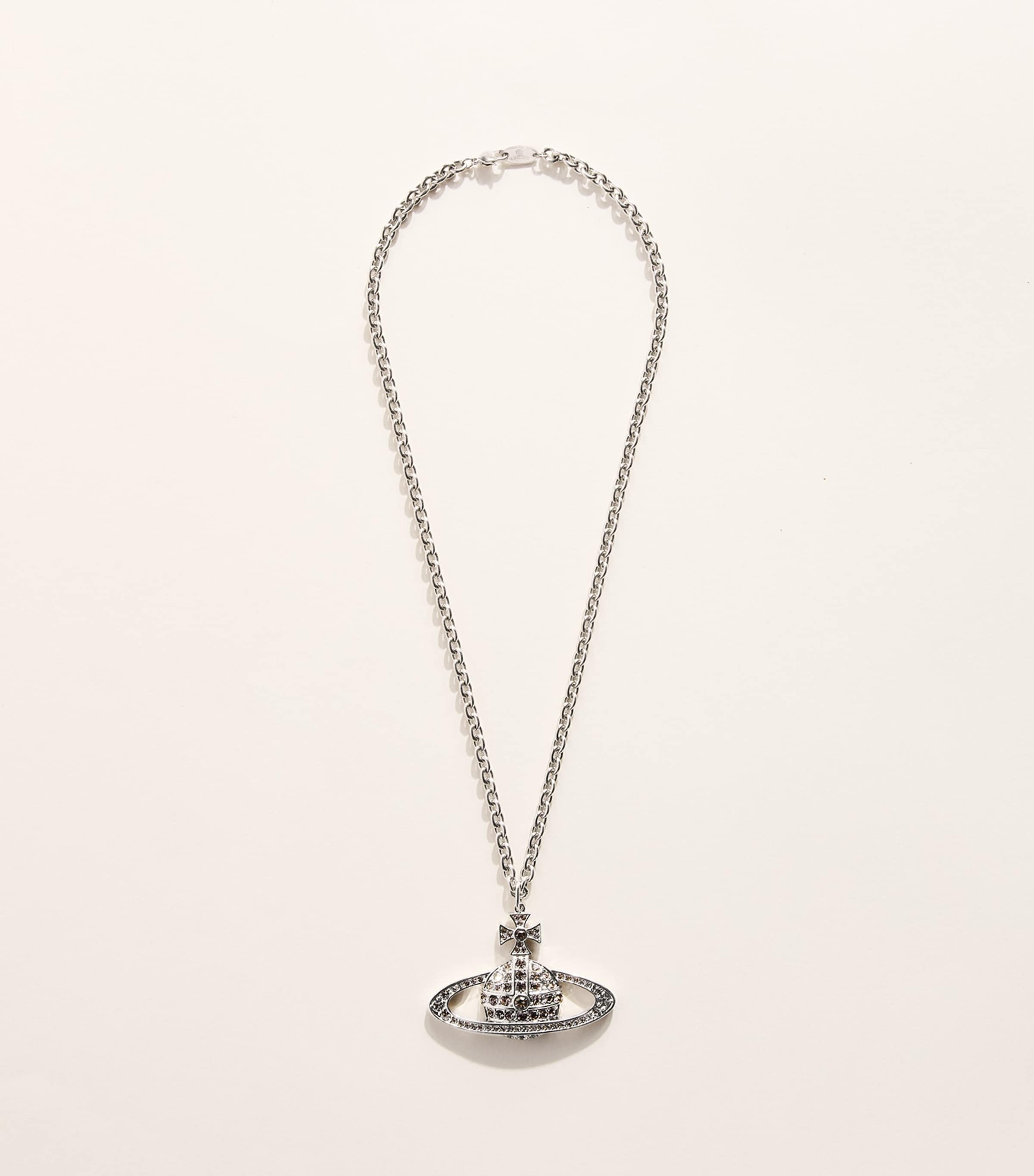 Vivienne Westwood Mini Bas Relief Orb Pendant Necklace Plat/blk Dmn Cr Image 3