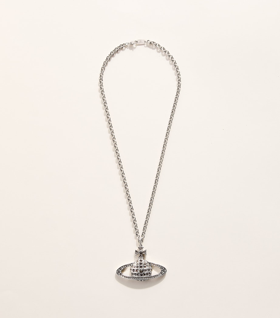 Vivienne Westwood Mini Bas Relief Orb Pendant Necklace Plat/blk Dmn Cr Image 3