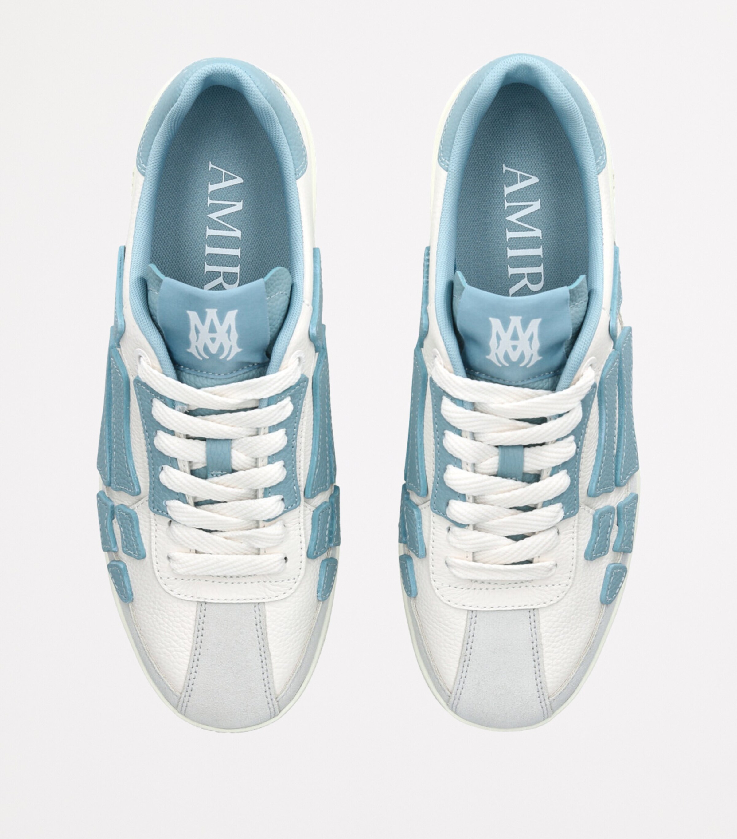AMIRI Leather Pacific Bones Sneakers Pale Blue Image 4