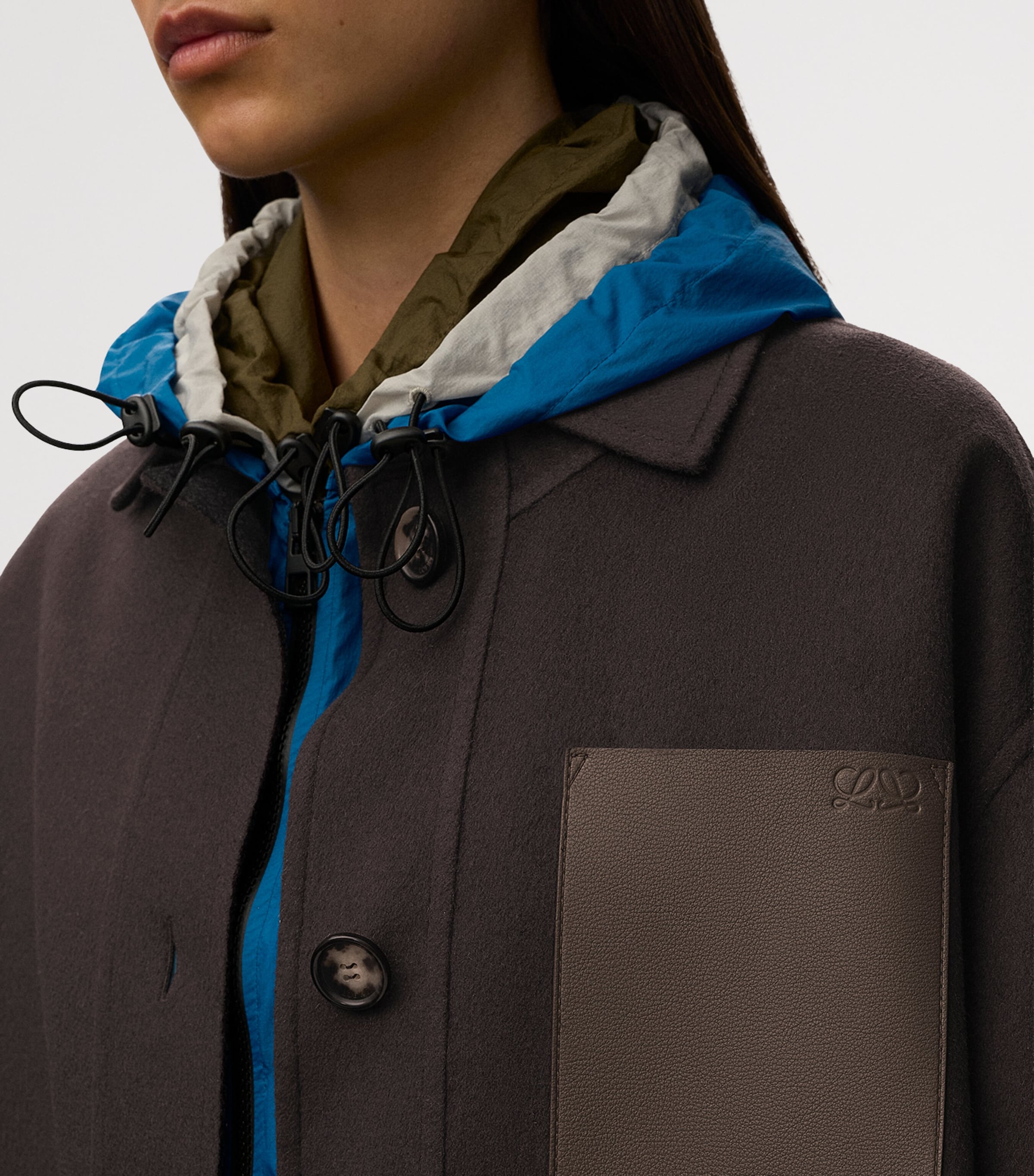 LOEWE Womens Wool-Cashmere Workwear Jacket Brown/grey Image 6