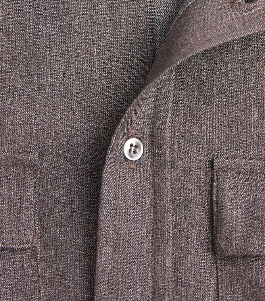 Paul & Shark Mens Wool-Silk-Linen-Blend Overshirt Dove Grey Image 6
