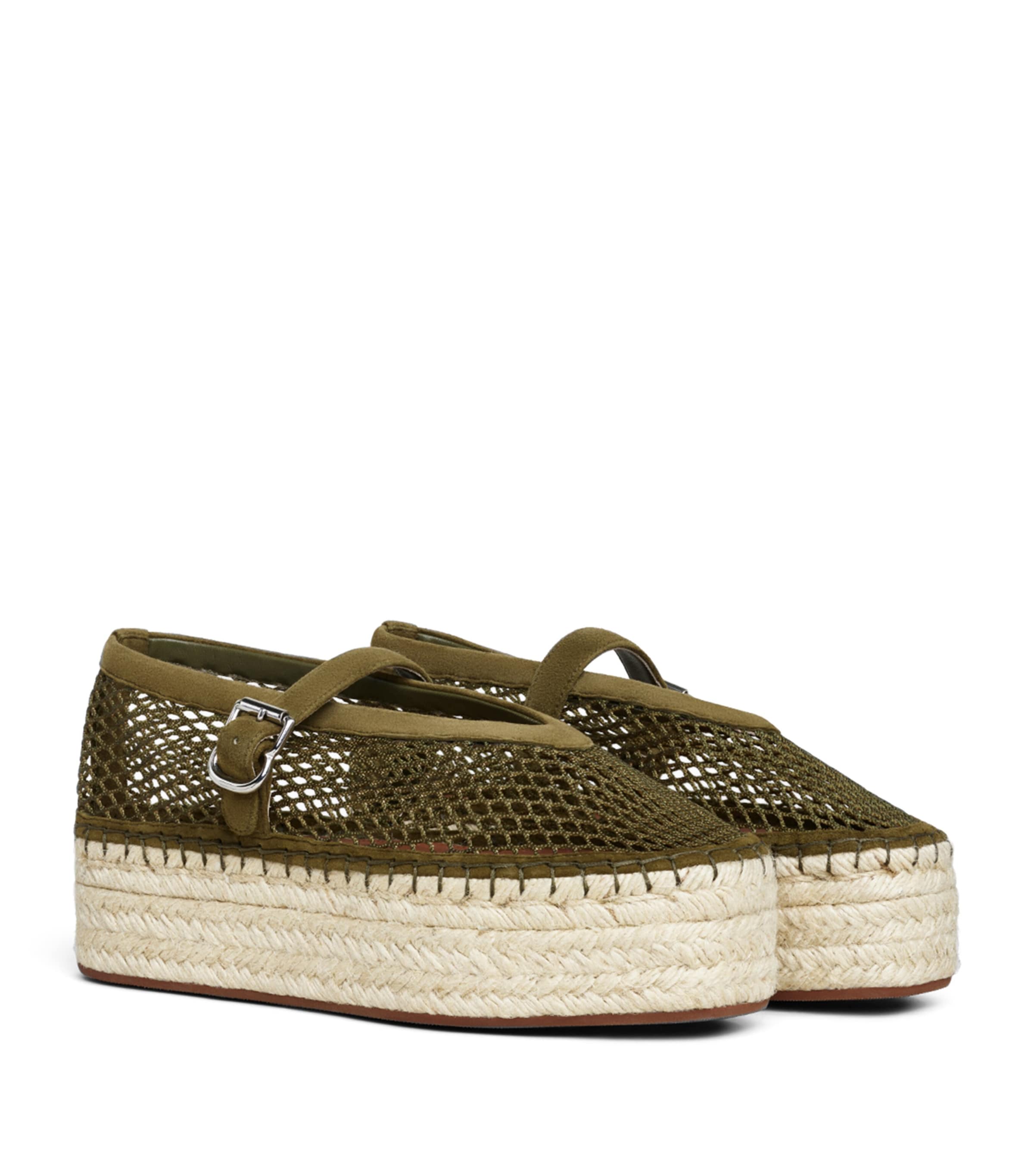 Alaïa Suede Mesh Espadrilles Kaki Image 3